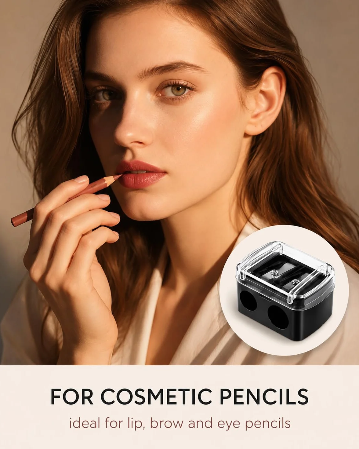 Temperino Trucco Universale 2 Pezzi per Matite Sopracciglia Labbra Eyeliner