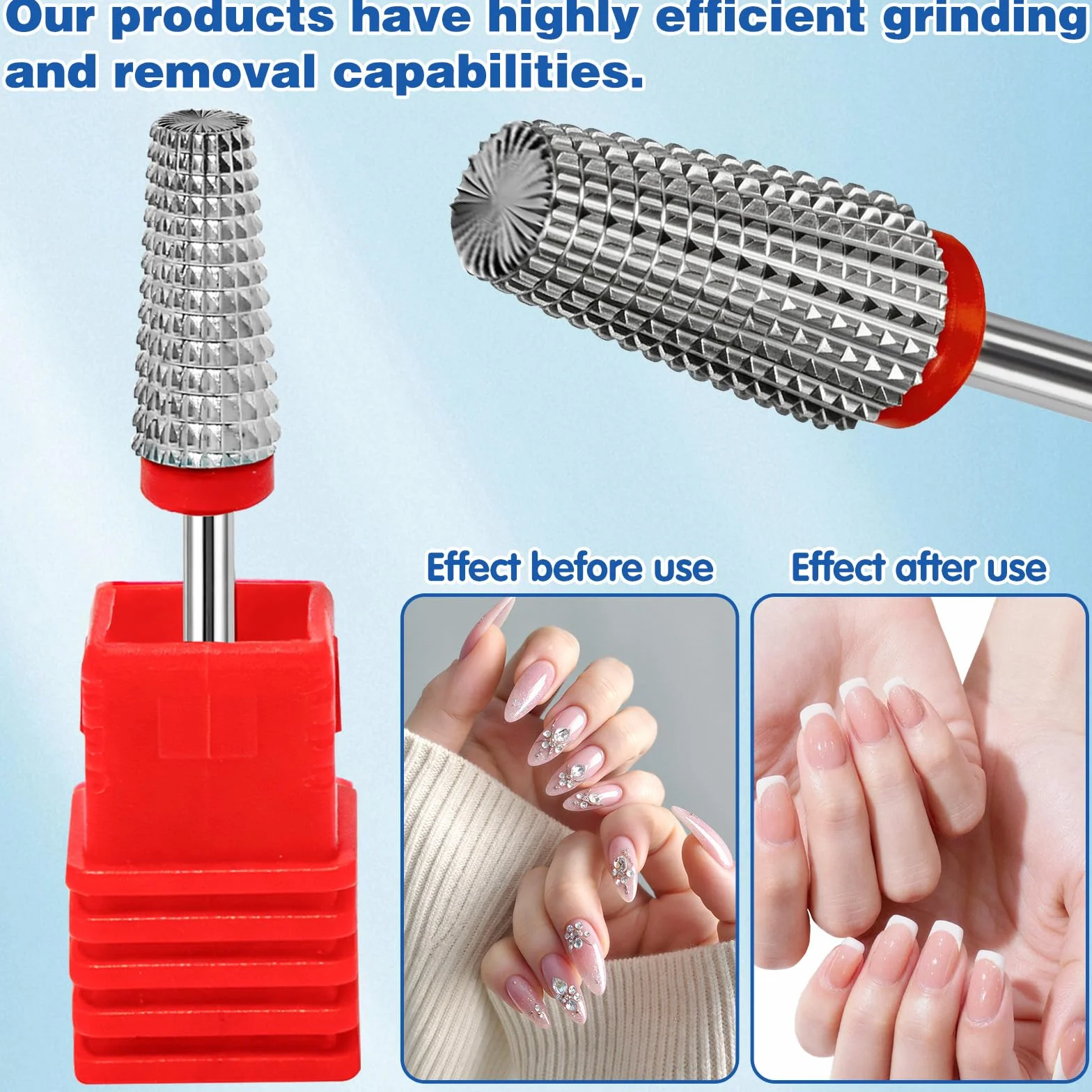 Punta per fresa per unghie 5 in 1 3/32" in carburo professionale per manicure e pedicure