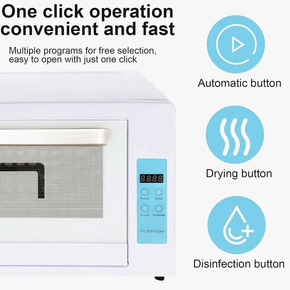 Macchina per la Pulizia degli Strumenti per Unghie da 48 Litri, Scatola di sterilizzazione UV, Display a LED, apparecchiatura per la Cura, l'asciugatura e la conservazione,Rosa