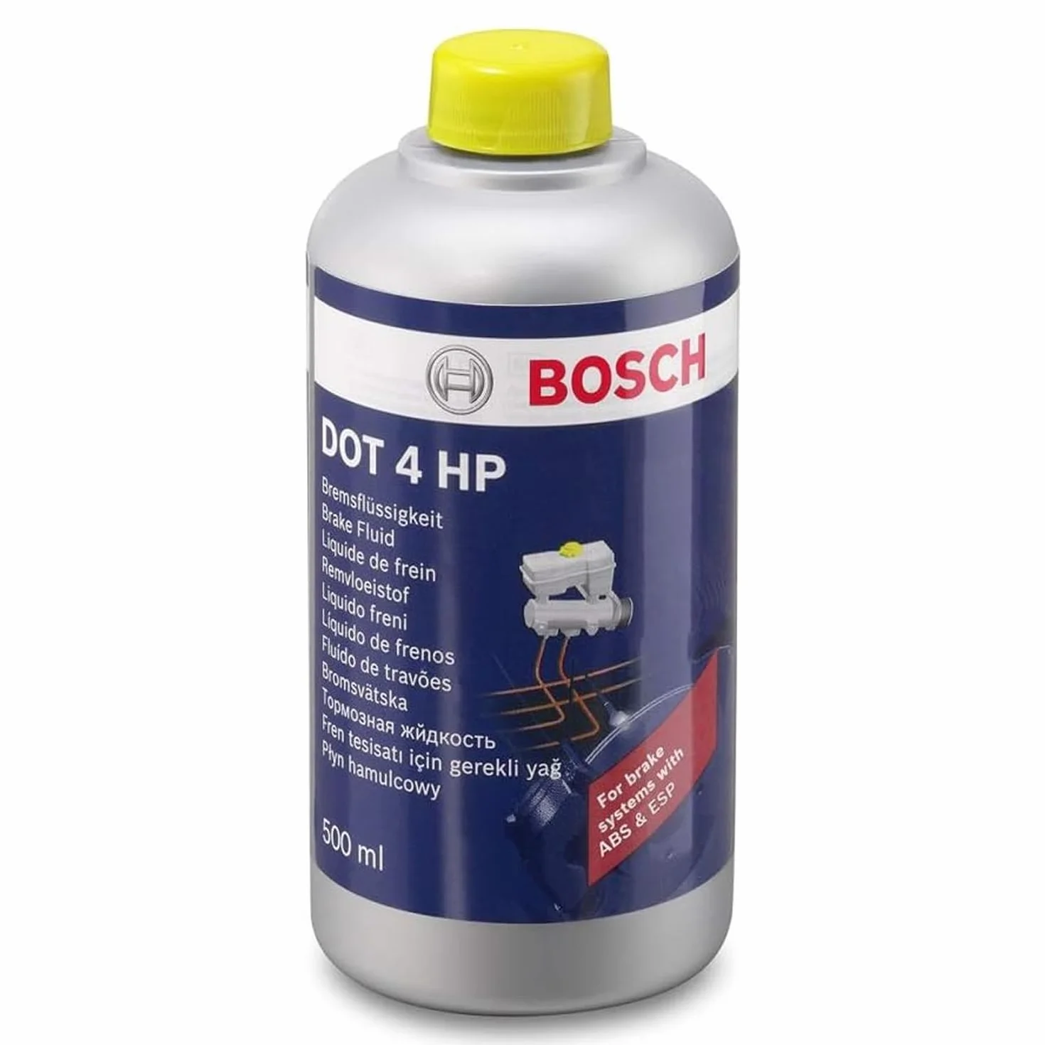 Liquido Freni Bosch DOT 4 HP, 0,5 L – Per tutti i veicoli moderni con freni ABS e ESP