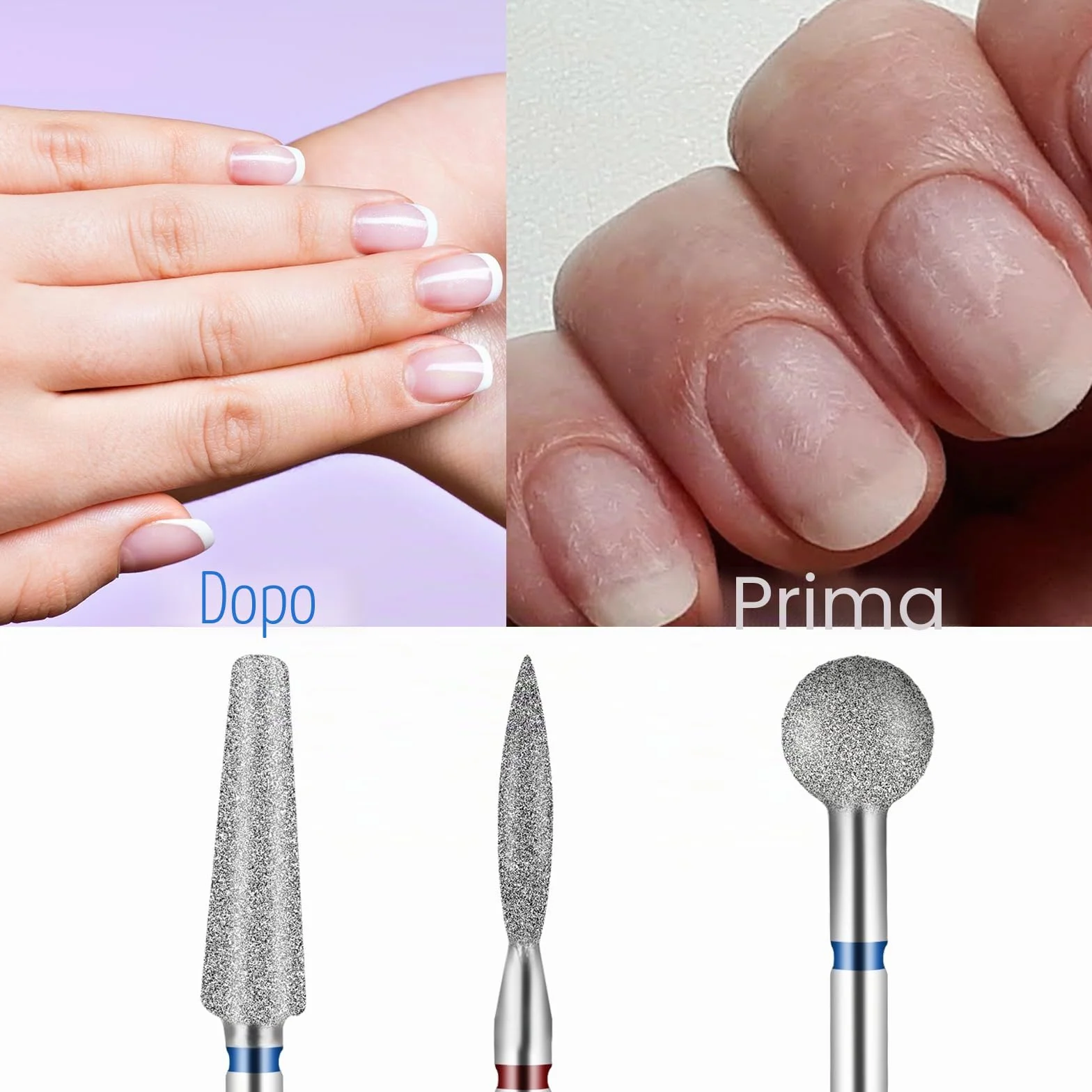 Qianyu Set 3 punte per fresa unghie lega tungsteno metallo duro professionali manicure pedicure
