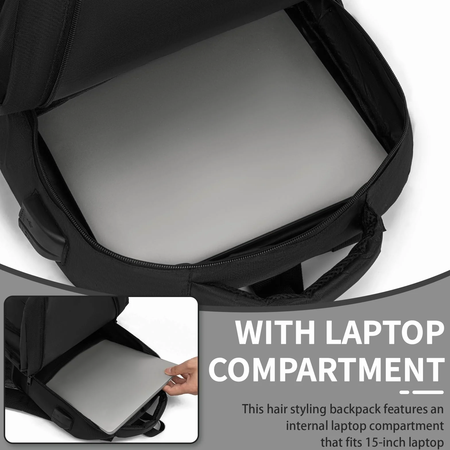 Barbiere Portautensili, Barbiere Stoccaggio Valigia, Clipper e Accessori Organizzatore, Parrucchiere Zaino Portatile per Barbiere, Borsa Barber, Nero