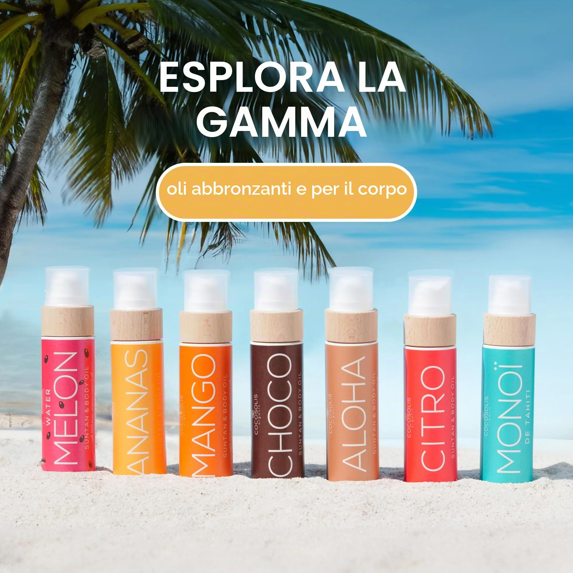 COCOSOLIS Aloha – Super Abbronzante con Vitamina E, Olio Corpo Abbronzante – Crema solare Bio Oil per un’Abbronzatura Cioccolato – Sei oli naturali per una Pelle Sana e Radiosa - 110 ml