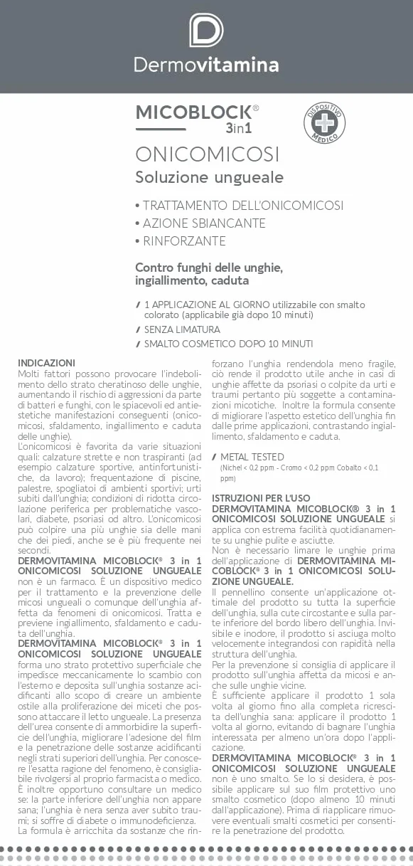 Dermovitamina Micoblock 3in1Onicomicosi Smalto Curativo Infezioni Fungine 7ml