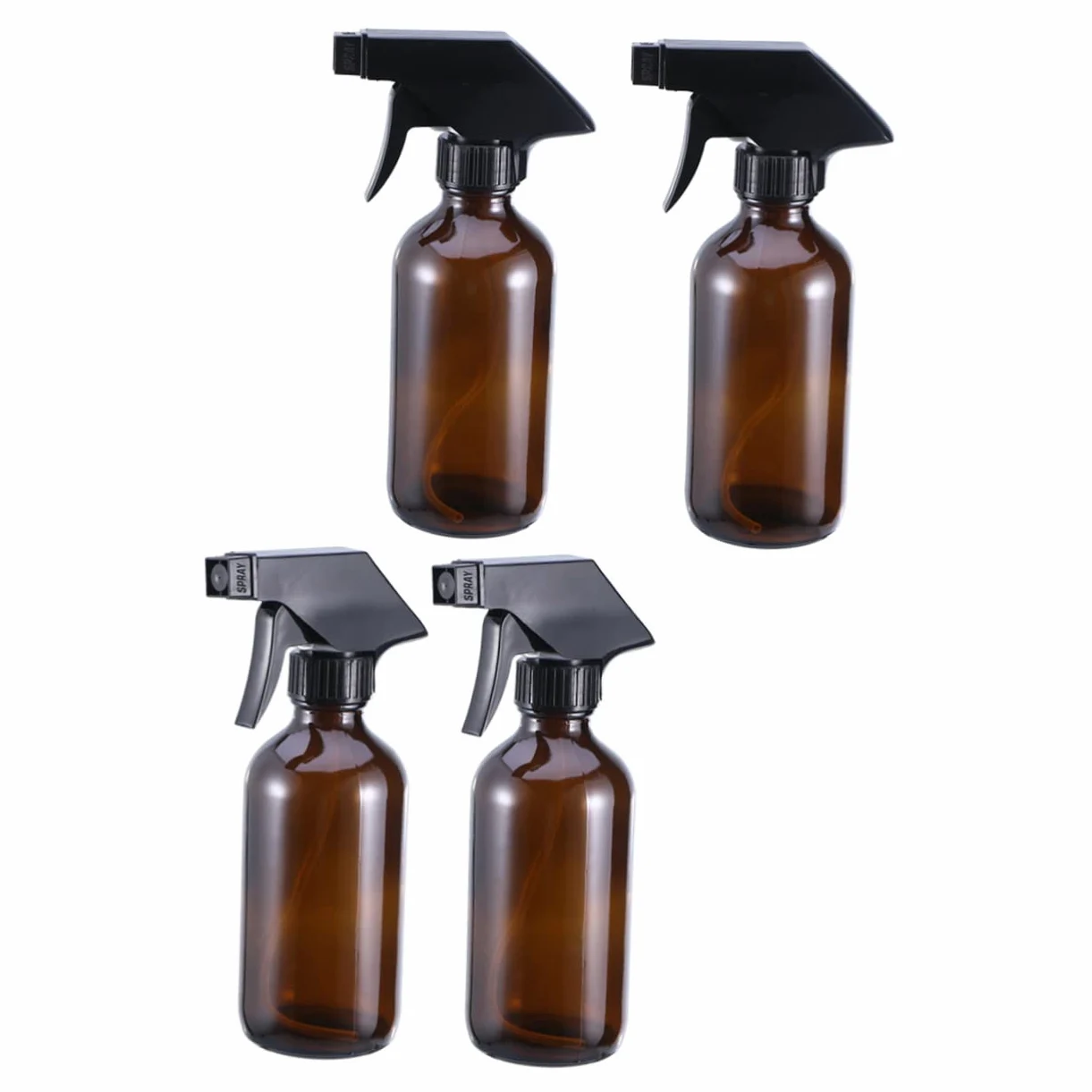 FRCOLOR Bottiglia Spray in Vetro Marrone 250ml, 4 Pezzi, Riutilizzabile | Pp, Contenitori per Liquidi, Uso per Prodotti di Pulizia, Formato Compatto