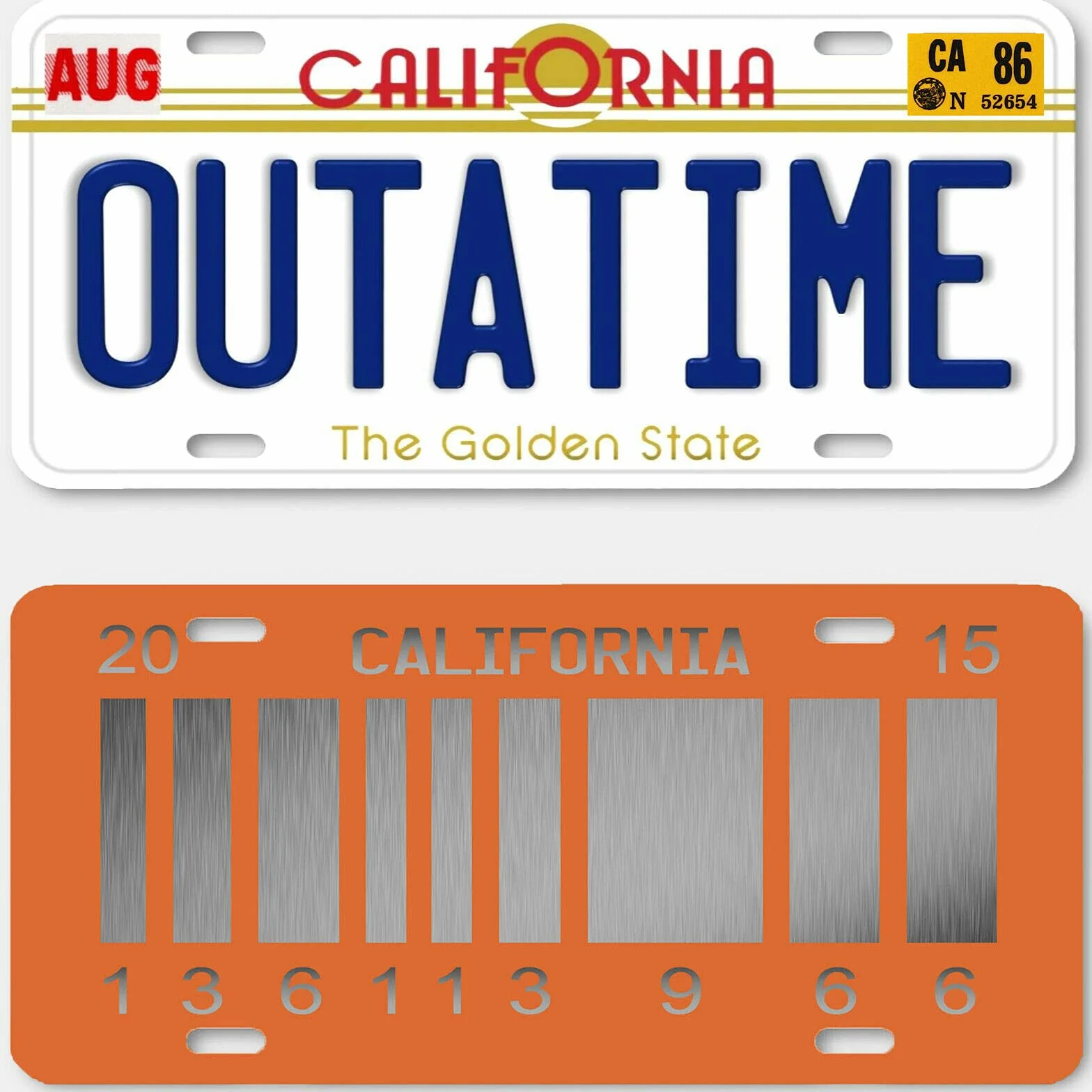 Set di 2 repliche targate in Metallo Delorean Time Machine Outatime PF02