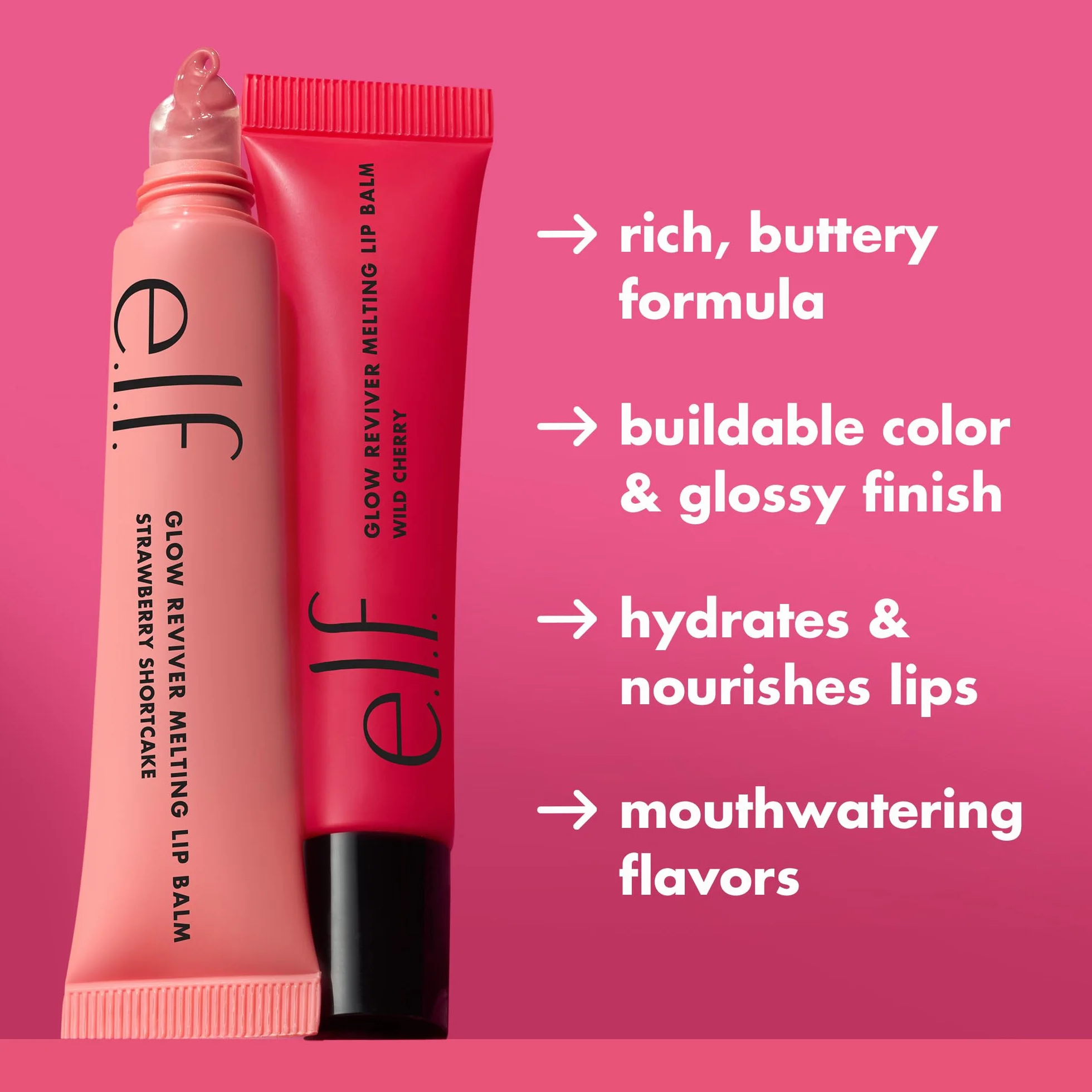 e.l.f. Glow Reviver Melting Lip Balm, balsamo labbra idratante colorato con finish lucido per labbra morbide ed elastiche, prodotto vegano e non testato sugli animali, Vanilla Soft Serve