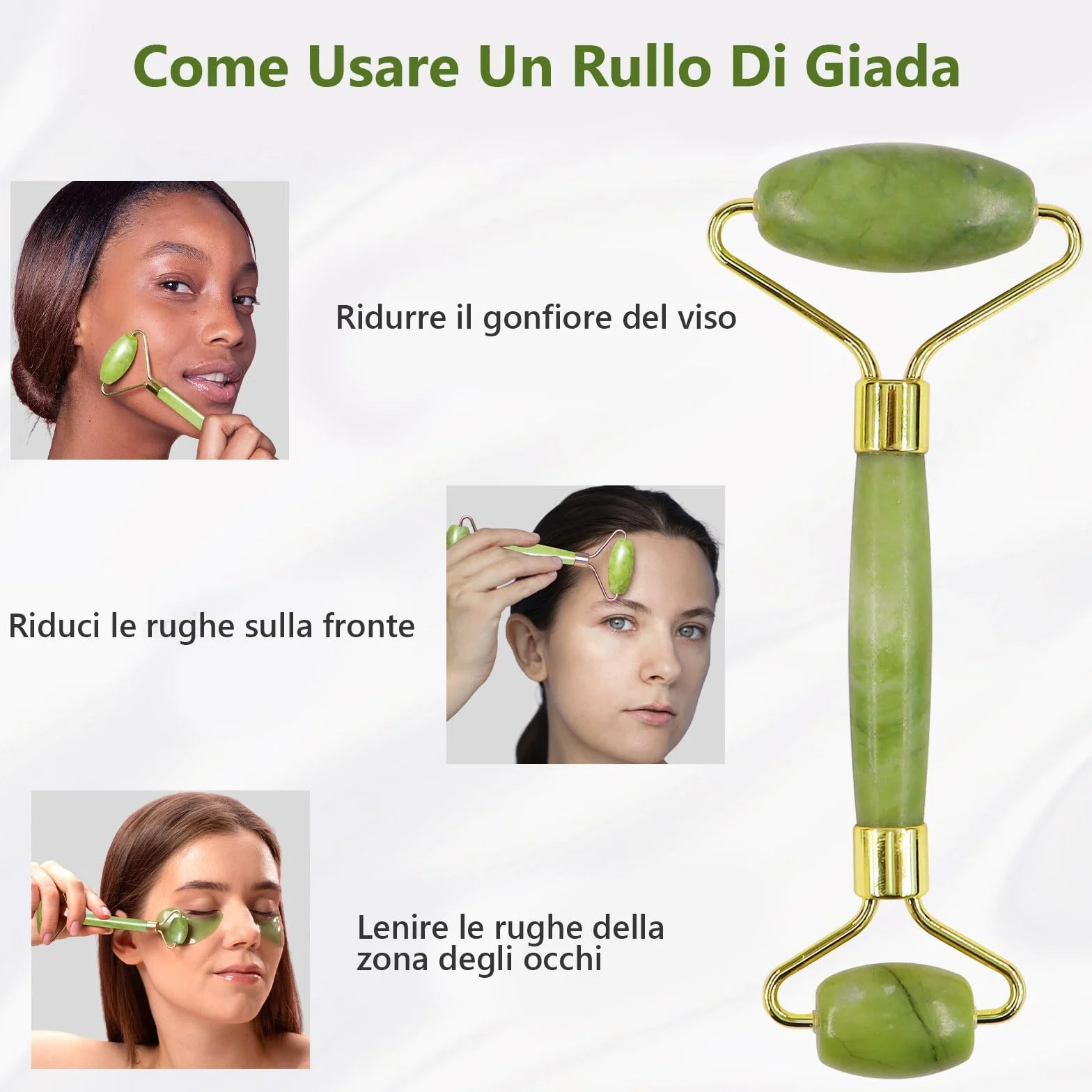 GUGUG Gua Sha Viso Rullo di Giada Massaggiatore per Lenire la Pelle