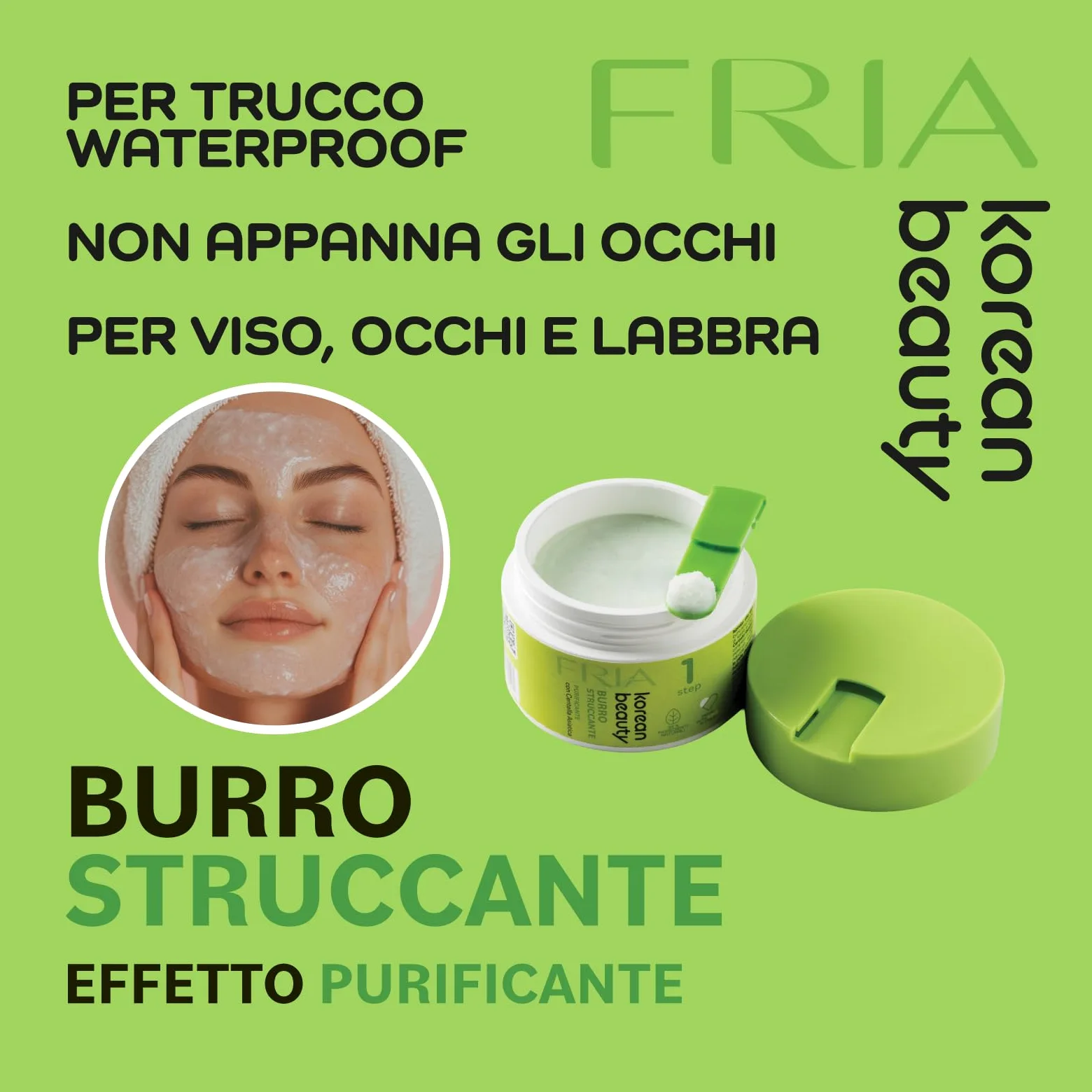 Fria Korean Beauty Cica Box, Kit Skincare Viso Anti Imperfezioni con Centella Asiatica, Burro Struccante + Mousse + Maschera + Siero + Crema, Dermatologicamente Testato