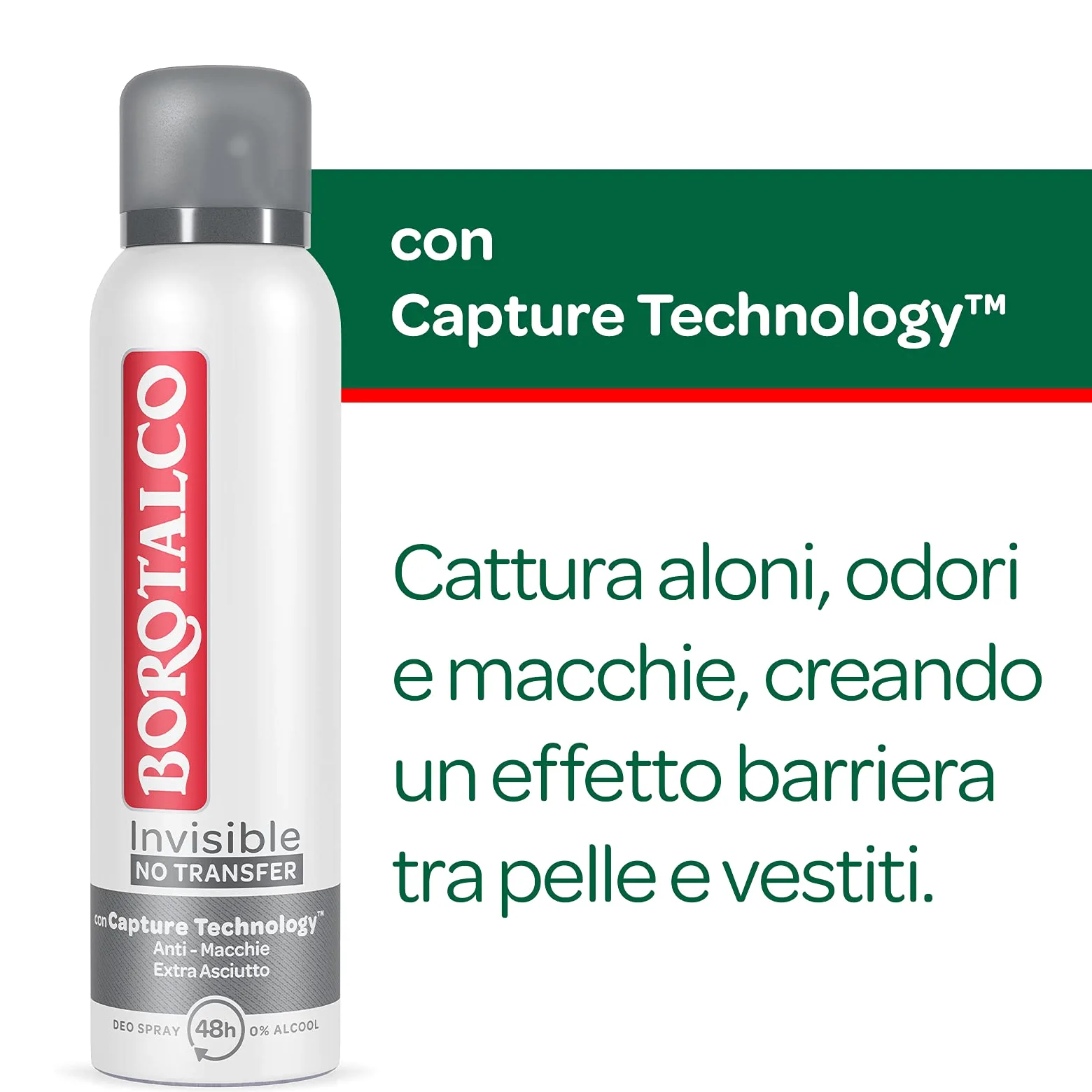 Borotalco Deodorante Invisible Spray 150ml, Profumo Classico di Invisible - Pacco da 12