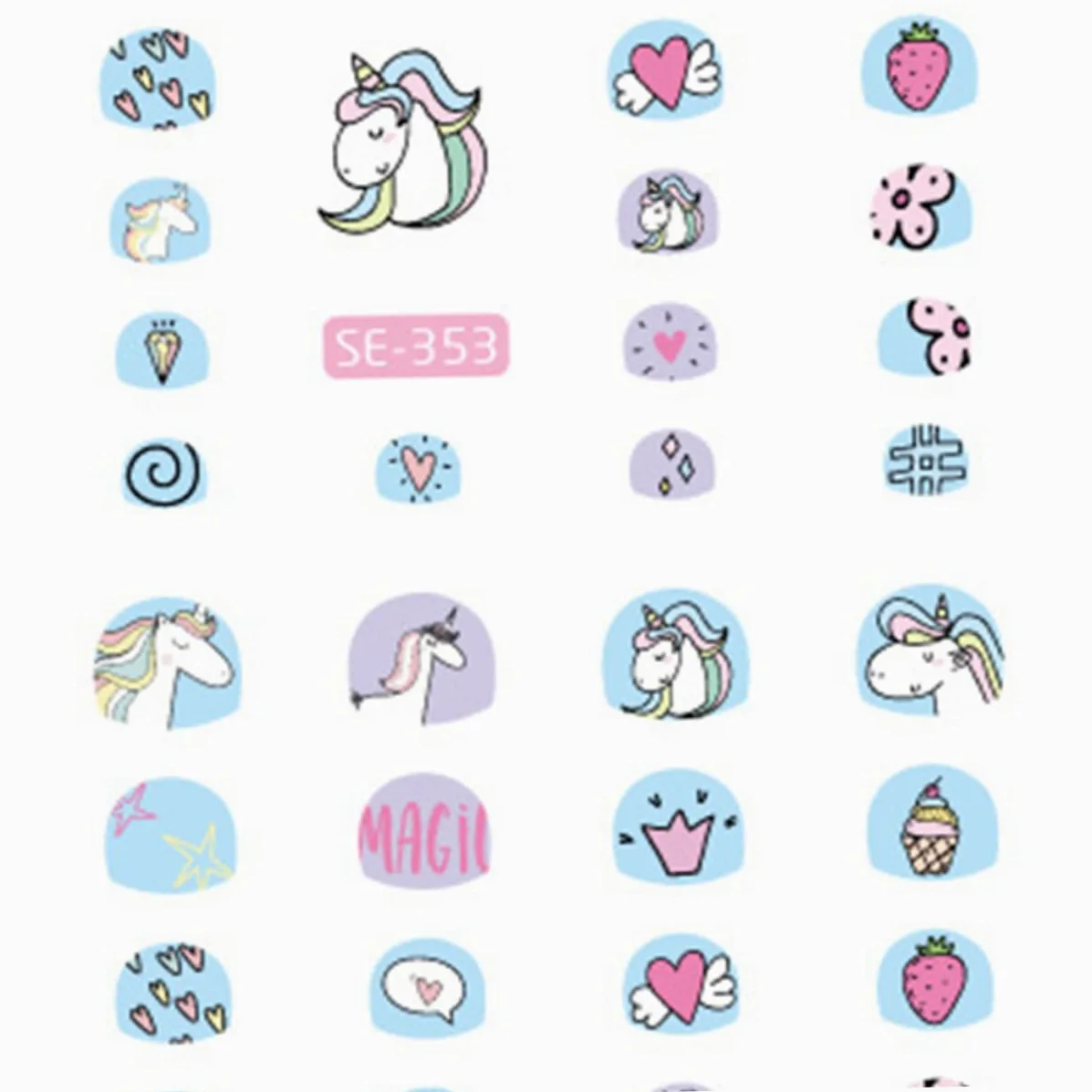 FRCOLOR 30fogli Adesivi Per Unghie Tema Unicorno Adesivi Cartoon Autoadesivi Per Nail Art Per Ragazzo Ragazza Motivi Casual