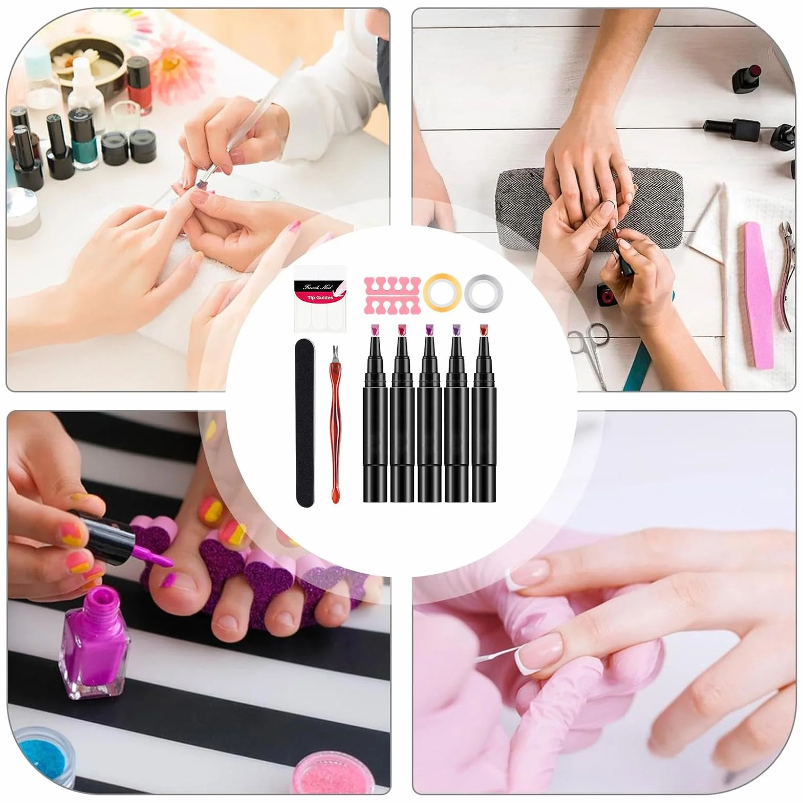 Set Di Per Smalto Per Unghie - Set Di Smalto Per Unghie | Pensi Di Smalto Per Unghie 5x, Strato Superiore Di Base Di Gel, Kit Di Smalto Gel Adatto Per La Casa, Sale