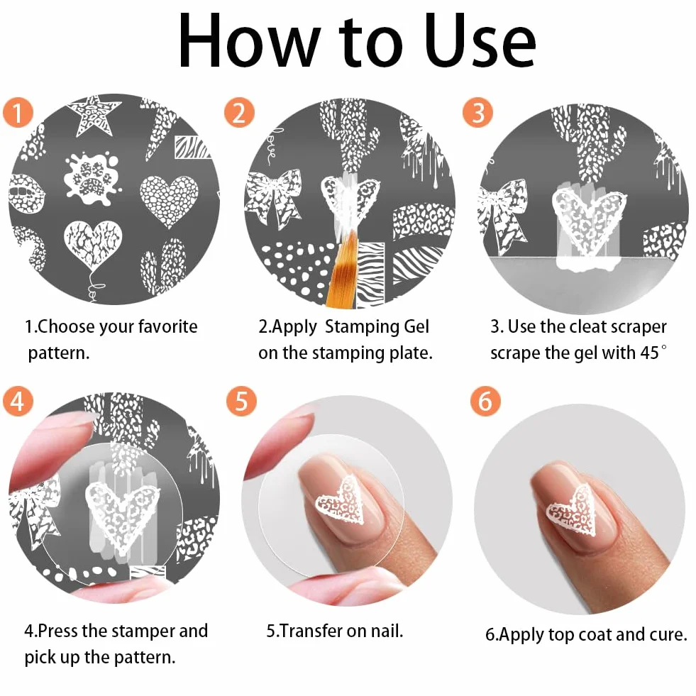 PH PandaHall 3 piastre per stampaggio unghie leopardate con stampa animalier per unghie modelli artistici linee geometriche timbro per unghie cuore stella unghie stencil arte per manicure accessori di