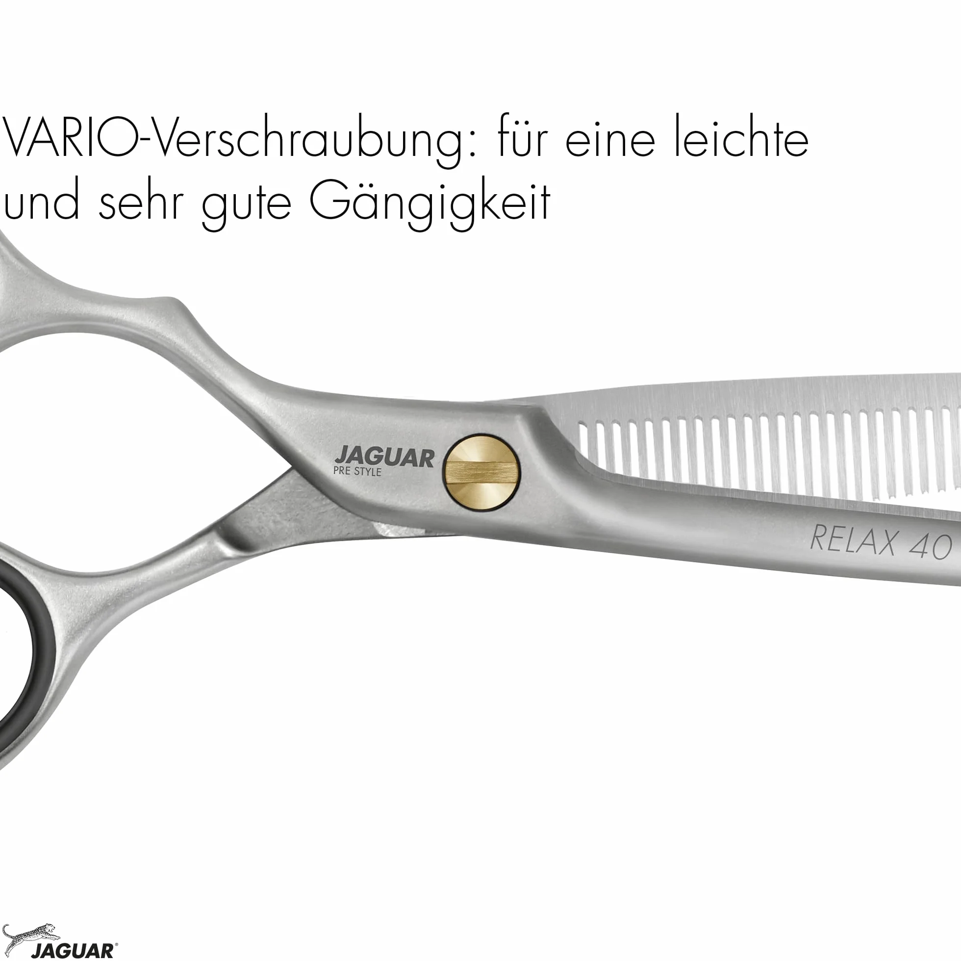 JAGUAR Forbici da modellazione PRE STYLE RELAX 40 LEFT 5.25” | Forbici da modellazione per mancini con 40 denti sfalsati | finitura opaca | Made in Germany