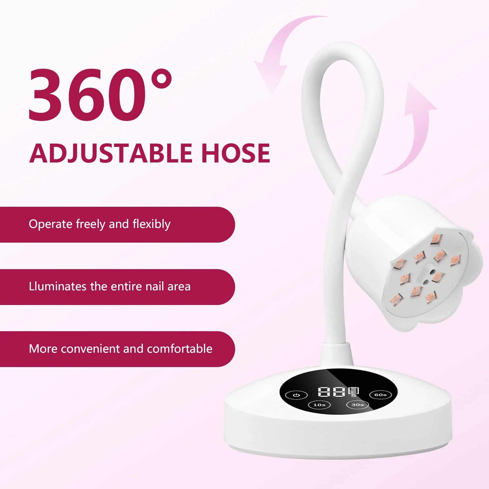 Makartt Lampada UV LED per unghie, a collo di cigno, senza fili, 30 mW/cm², ricaricabile, con 4 timer e sensore automatico, lampada a collo d'oca ad asciugatura rapida, per manicure fai da te