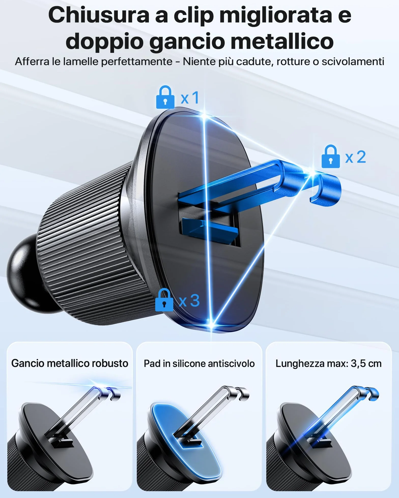 Miracase Porta Cellulare Auto con MagSafe Magnetico Gancio in Metallo per Cruscotto e Presa d'Aria