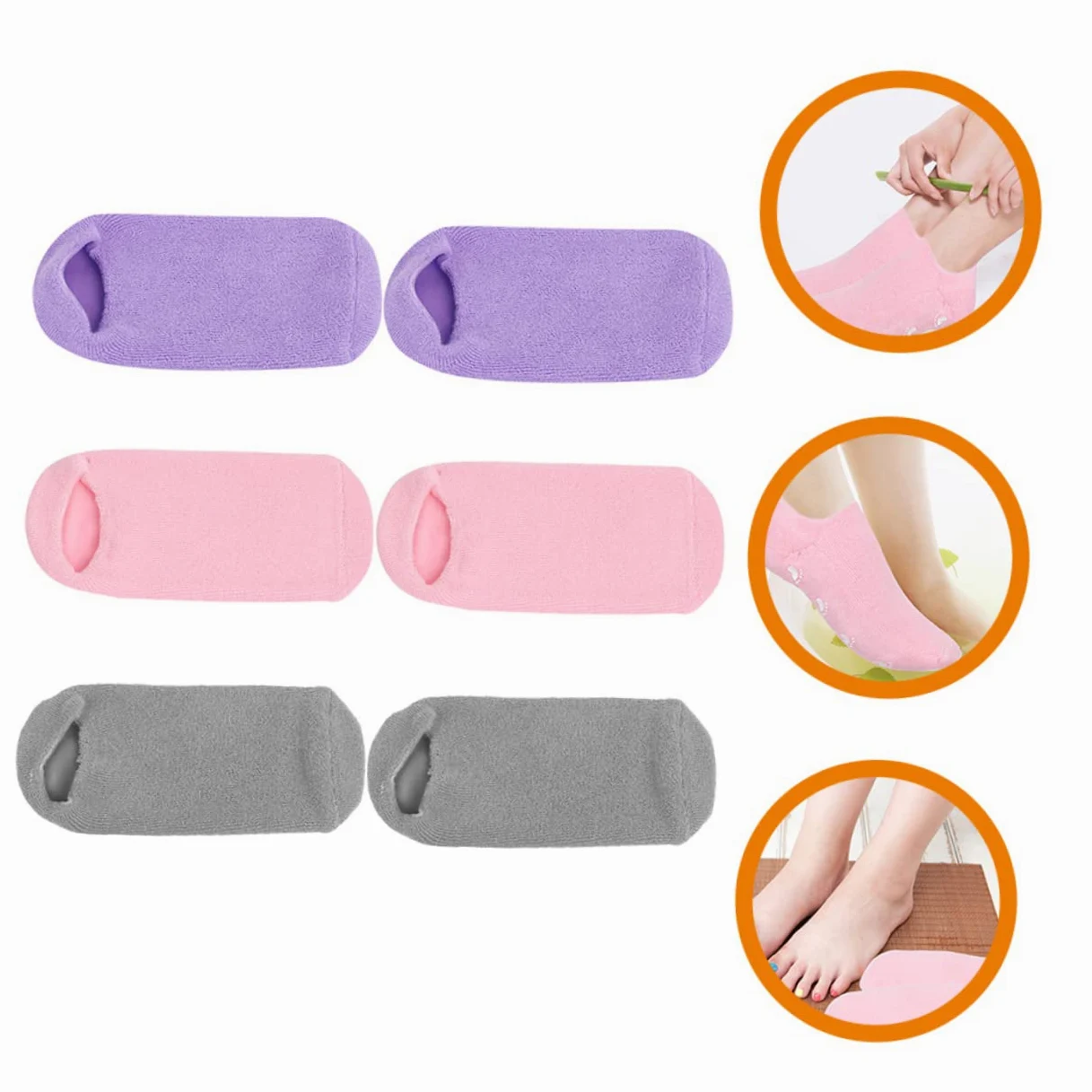 3paia Socks Idrogel Con Gel Idratante Di Calzini Antiscivolo Per Donna e Ragazza Comfort Per Piedi Secchi e Screpolati Per Spa e Notte
