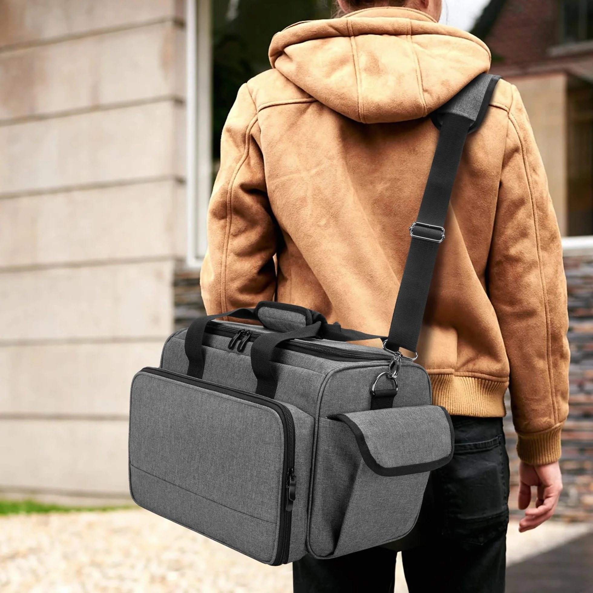 BAFASO Borsa da Parrucchiere Professionale con Divisori Regolabili, Valigetta per il Trasporto di Barbiere (Nessun Accessorio), Grigio
