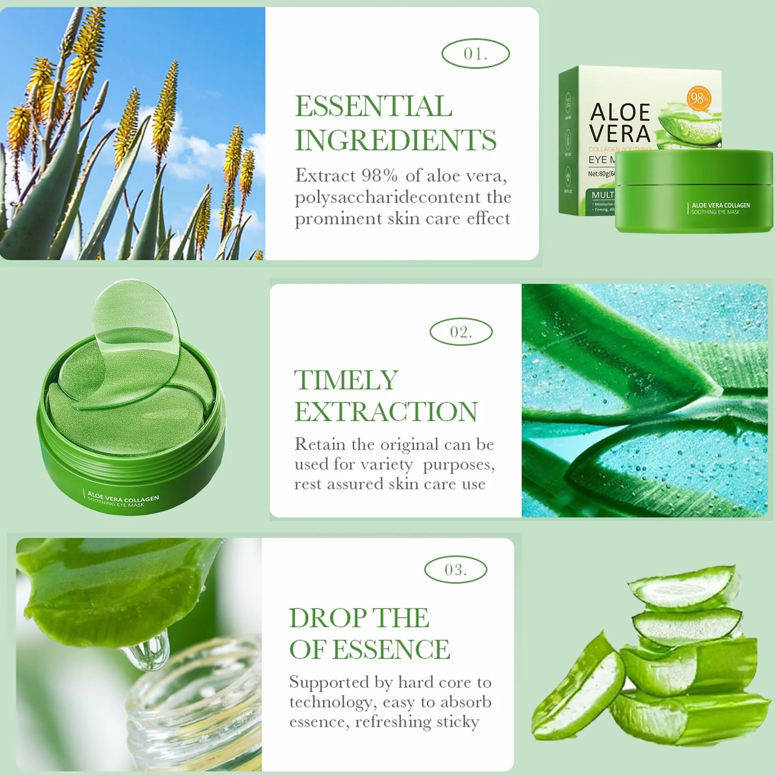 60 Pezzi Patch Occhi con Aloe Vera e Collagene, Maschere Idratanti Anti-Occhiaie e Anti-Borse, Riduce Rughe e Linee Sottili, Cura Contorno Occhi per Uomo e Donna