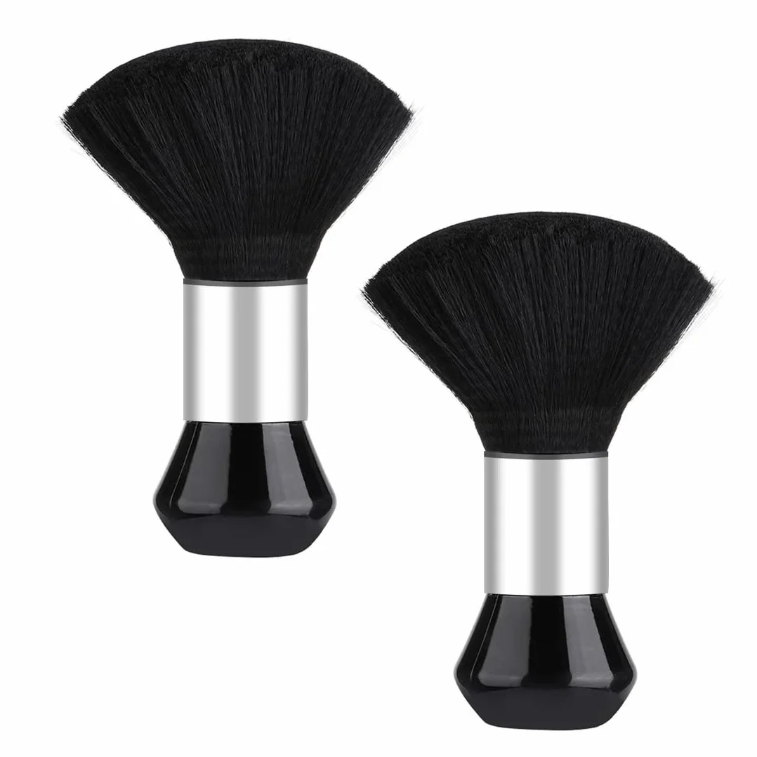 2 pezzi Barbiere Collo Spazzola, Pennello da Parrucchiere per Salone per il barbiere, per la pulizia dei capelli, per la rimozione della polvere, colore(Nero)