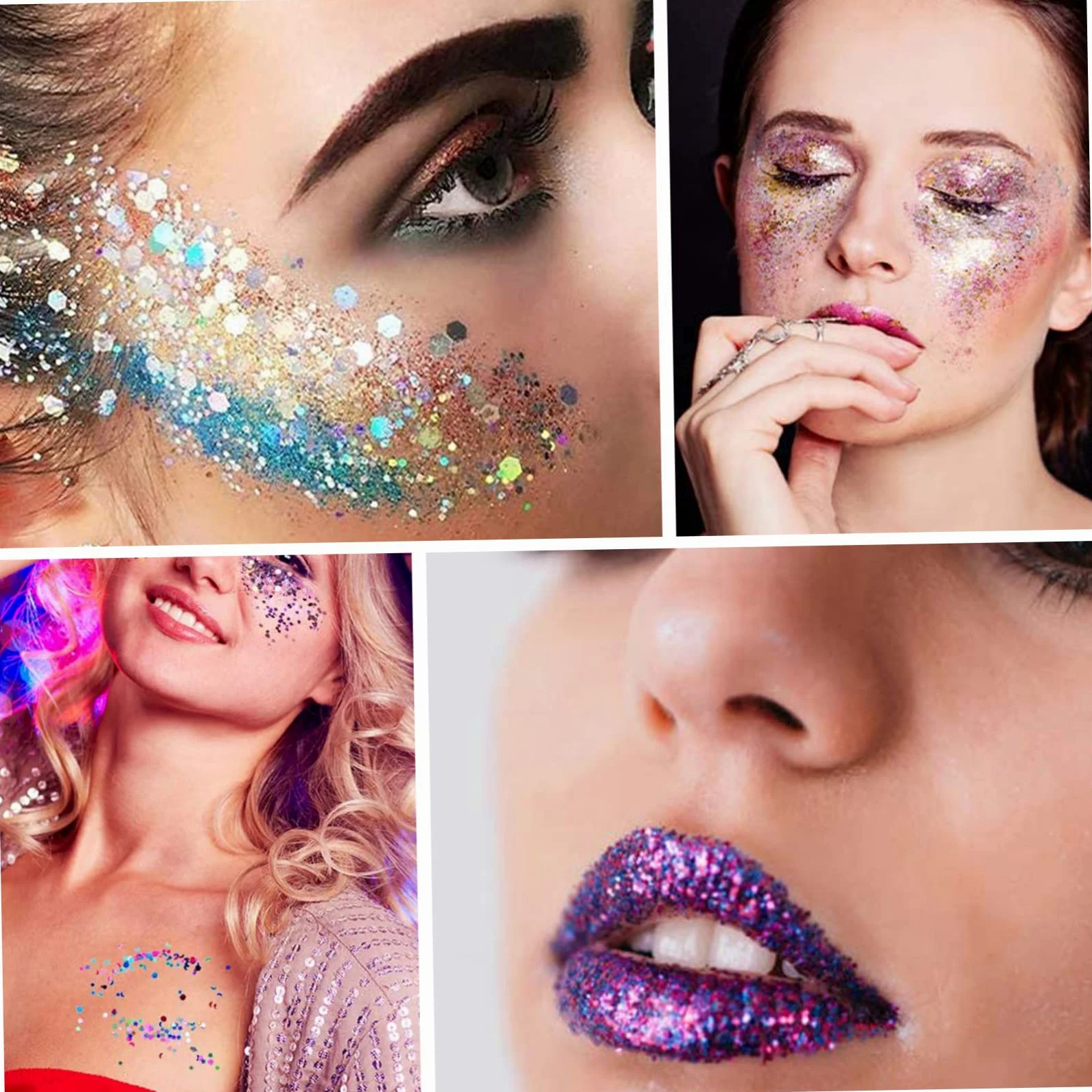 FRCOLOR 3 Set Innovativi Glitterati Per Feste Di Carnevale in Un Unico Set Di Trucco Per Corpo Viso E *3