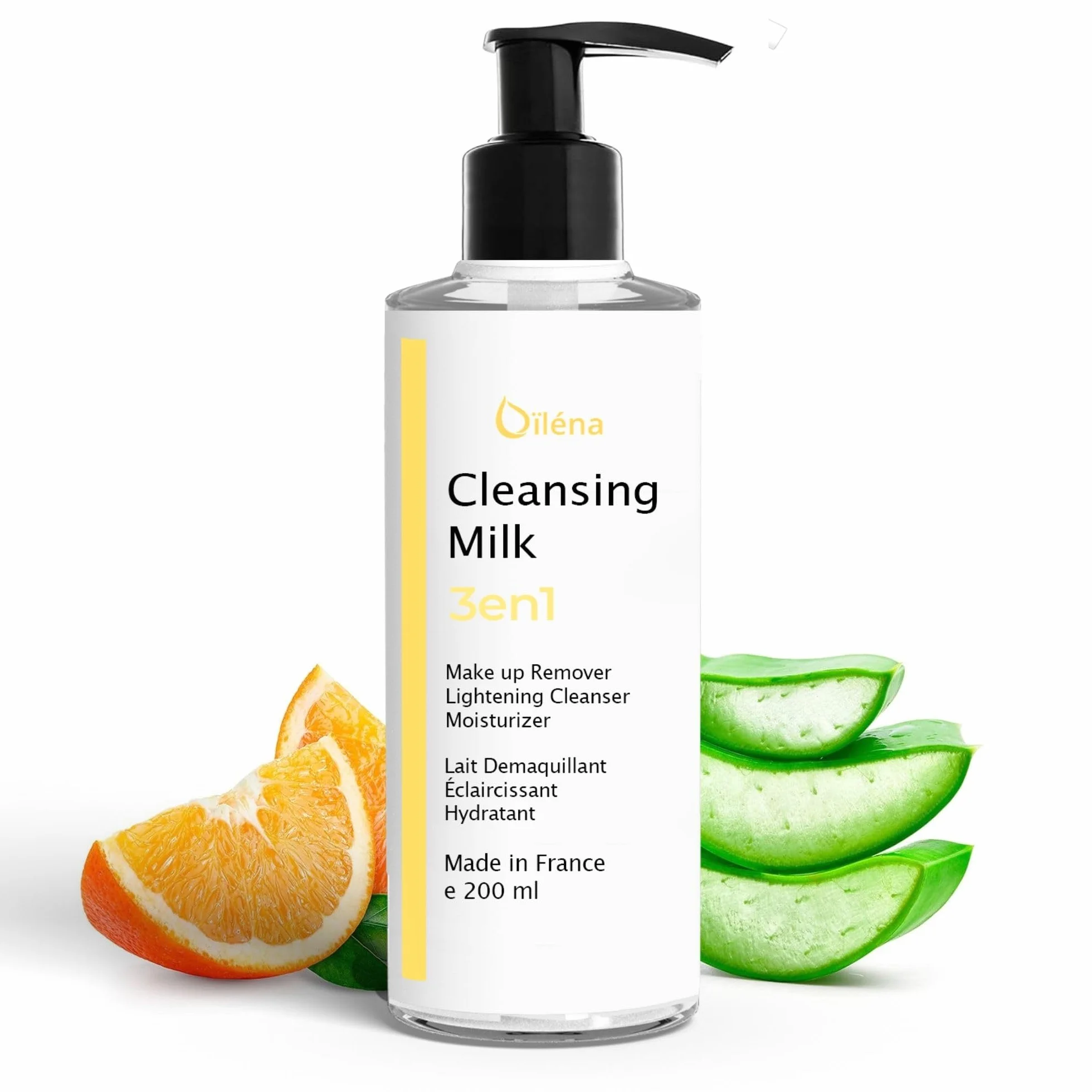 Latte micellare detergente viso con Vitamina E e Aloe Vera 3 in 1 Struccante anti-macchie Detergente pori Latte idratante Contorno occhi Trucco waterproof e imperfezioni 200 ml