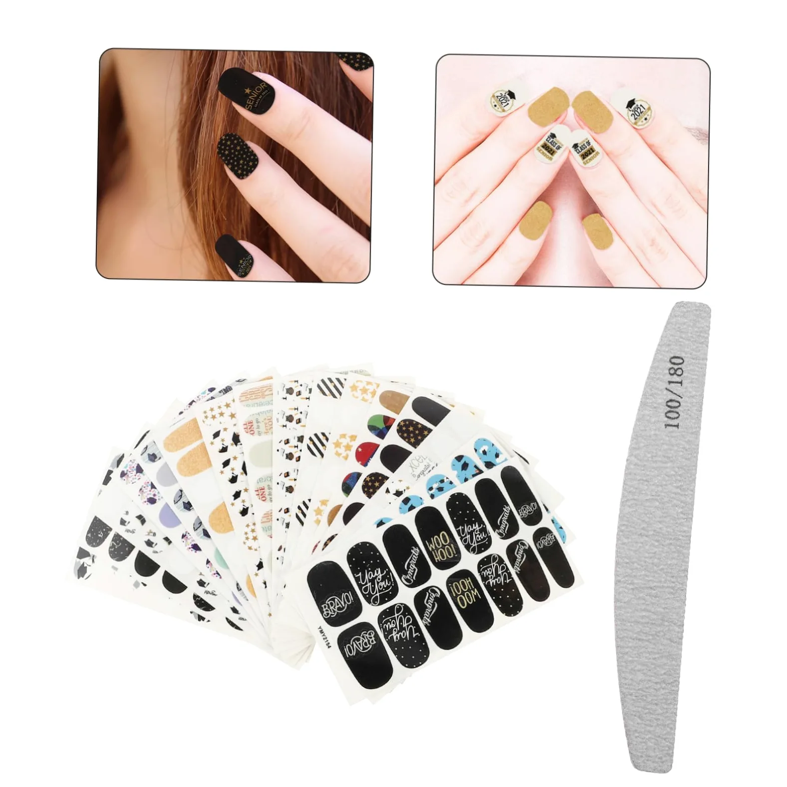 CALLARON 32 Fogli Adesivi Unici per Decorazione Unghie Stickers Manicure con Design Creativo per Look Distintivo e Alla Moda