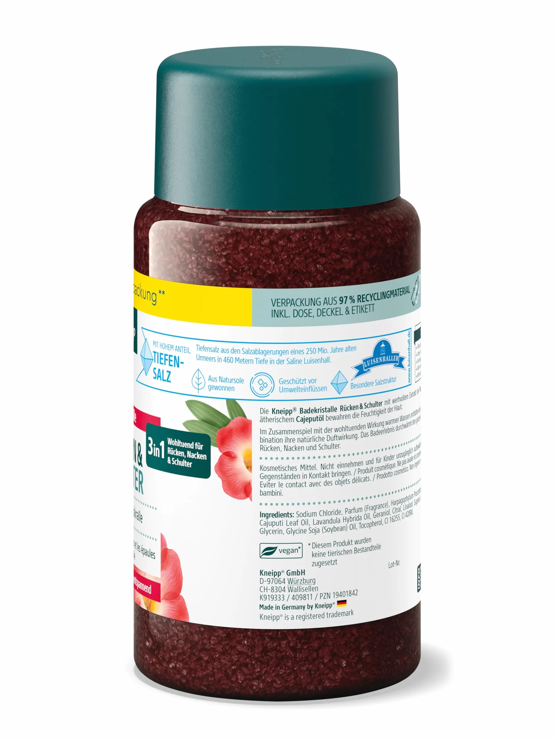 Kneipp Cristalli da bagno per schiena e spalle – con prezioso estratto dell'artiglio del diavolo – lenitivi, riscaldanti, rilassanti, 600 g