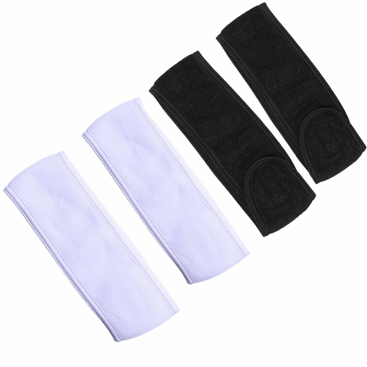 FRCOLOR 12pezzi Fasce Assorbenti Elastiche Per Donna Da Bianche Nere Con Chiusura Strappo Per Makeup Spa e Bagno Comode e Regolabili Per La Pulizia Del Viso e Attività Sportive