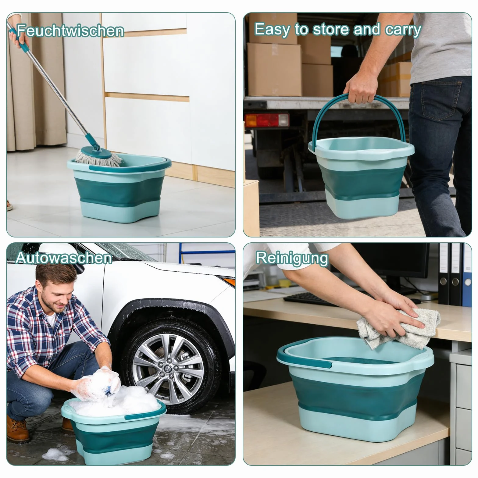 Pediluvio Pieghevole,Vleuexe Bacinella Pieghevole Pediluvio Piedi,Vasca Pedicure,Vaschetta Pedicure, Maniglia di Trasporto,Pediluvio Idromassaggio Piedi Portatile Pieghevole,Lavaggio Auto,Verde chiaro