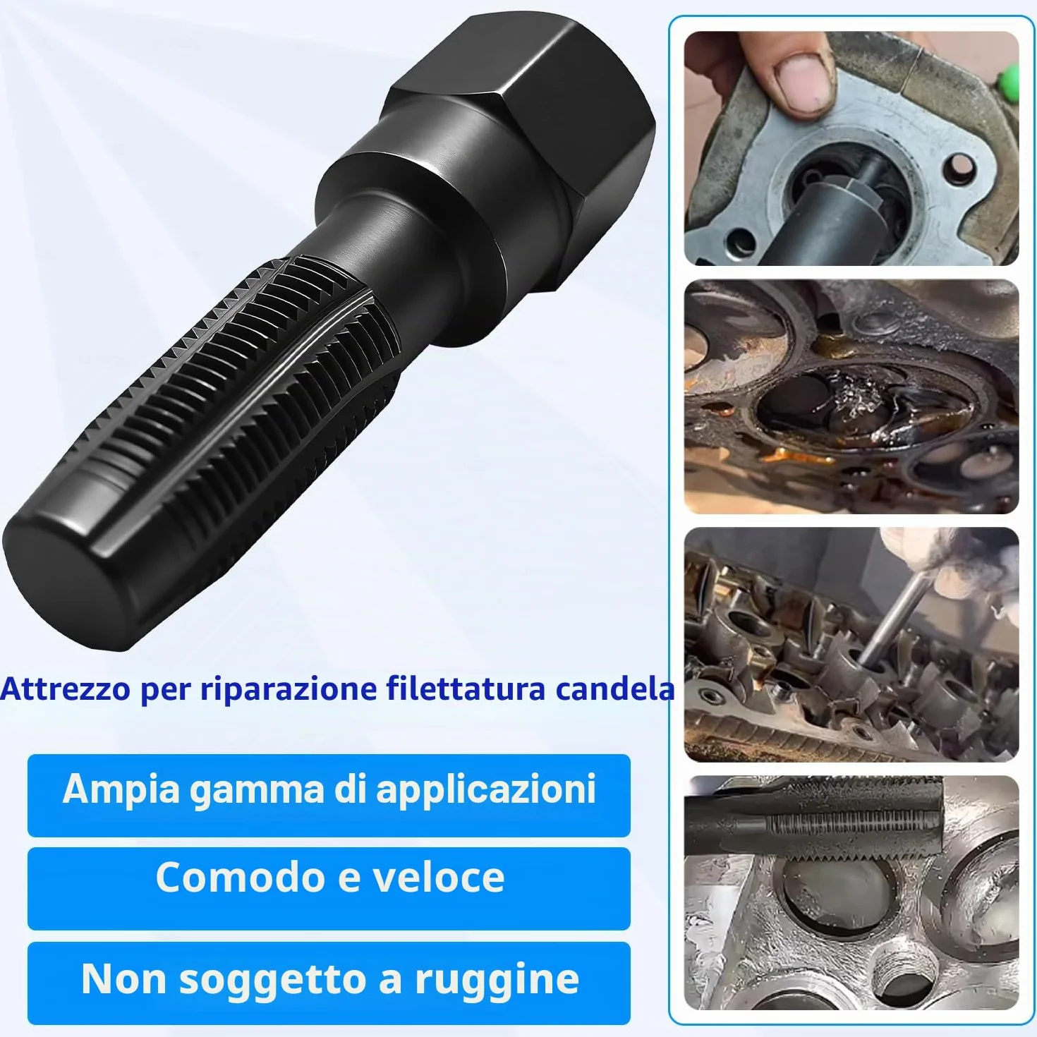 ZKTOOL M14 x 1.25 Kit Riparazione Filetti Helicoil Candele, Strumento Rethread Testa Cilindro 14mm