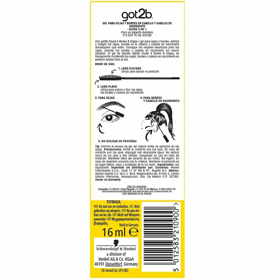 got2b Gel per sopracciglia 2 in 1 incollato per sopracciglia e bordi, tenuta 72 ore, senza residui bianchi o appiccicosità, vegano, senza silicone, senza alcool, 16 ml
