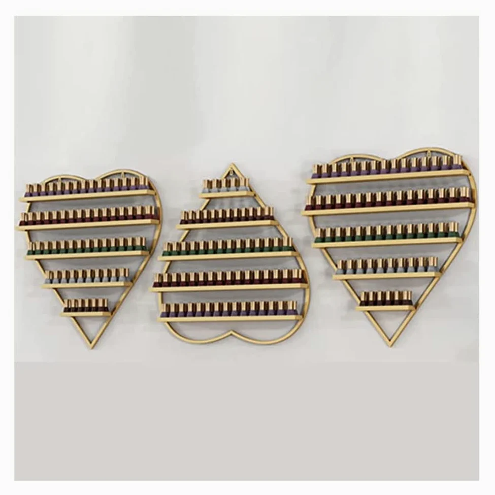 Espositore per Smalti, Porta Oli Essenziali per Negozi di Bellezza, Organizer in Metallo per Smalti, Porta Profumi da Parete, Oro - 6 Pezzi, Oro - 3 Pezzi