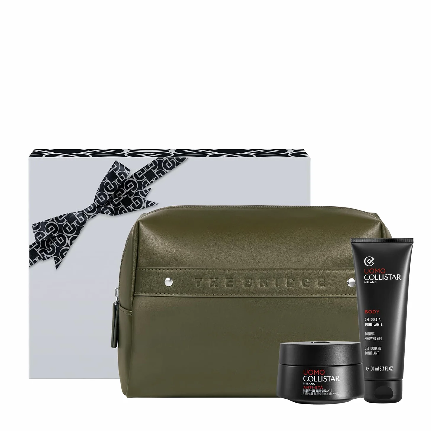 Collistar Uomo Cofanetto Regalo Crema Gel Energizzante Antieta 50ml Gel Doccia Tonificante 100ml Pochette The Bridge
