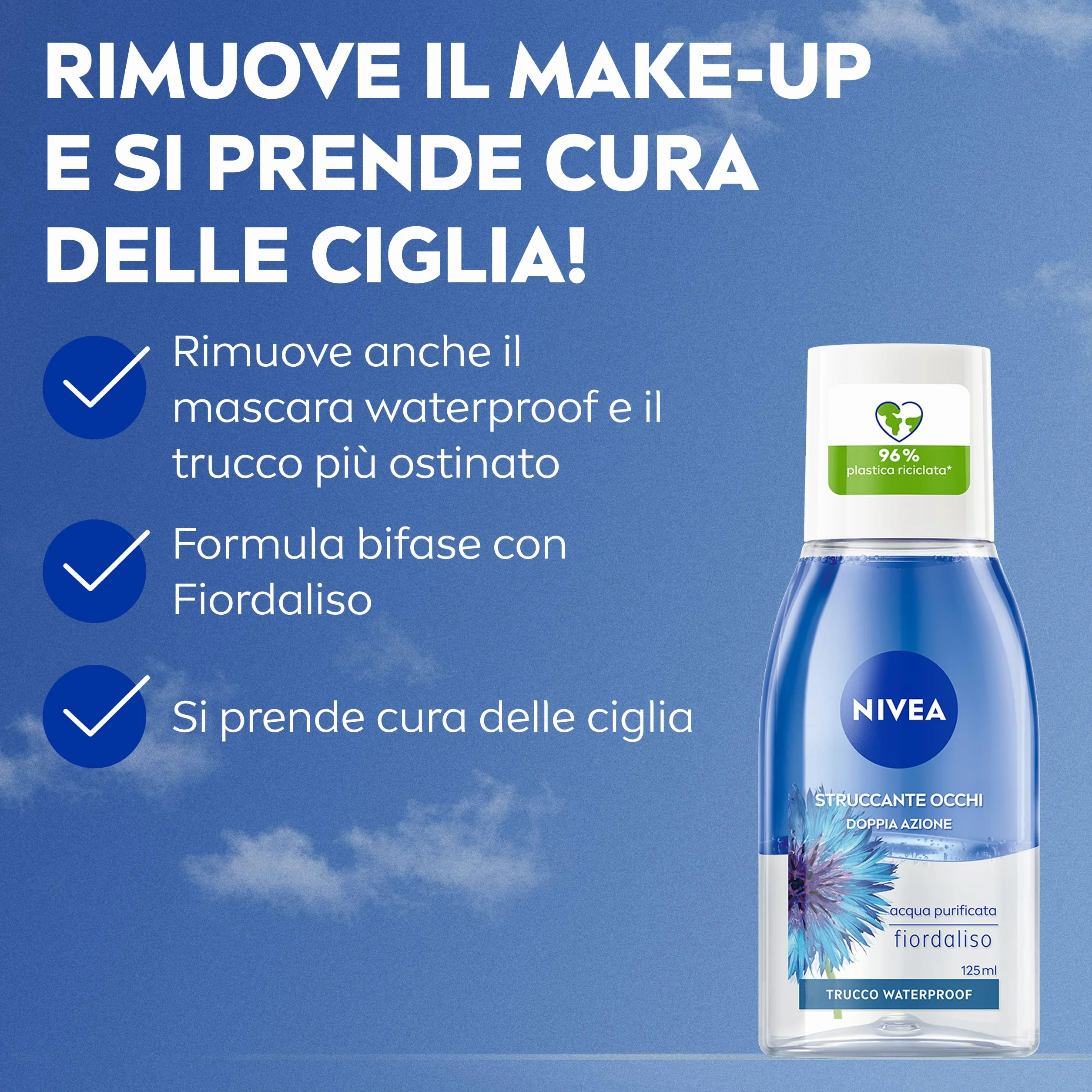 NIVEA Struccante Occhi Doppia Azione 6 x 125 ml, Bifasico Waterproof