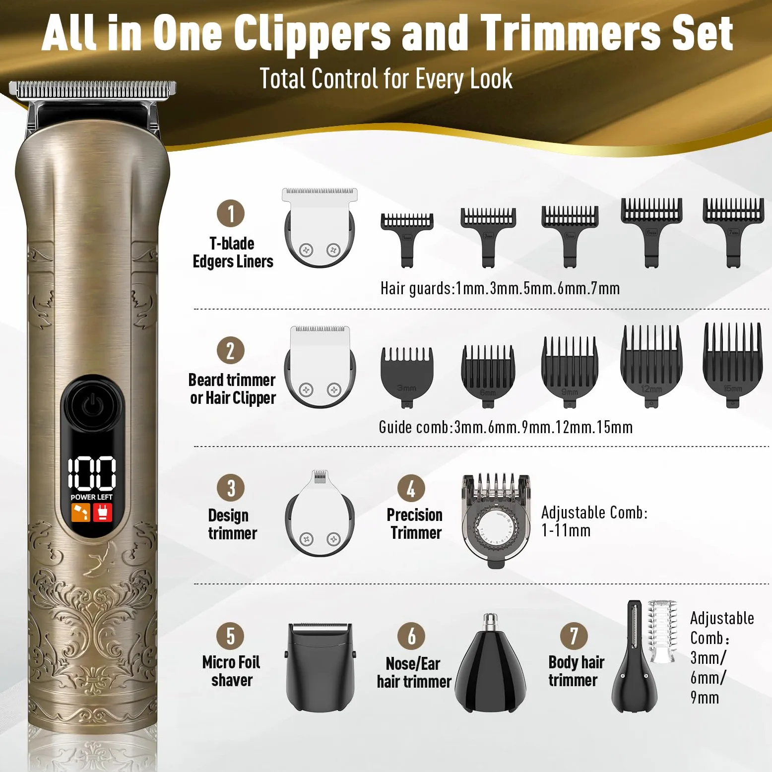 Tagliacapelli professionale e trimmer barba per uomo-D002