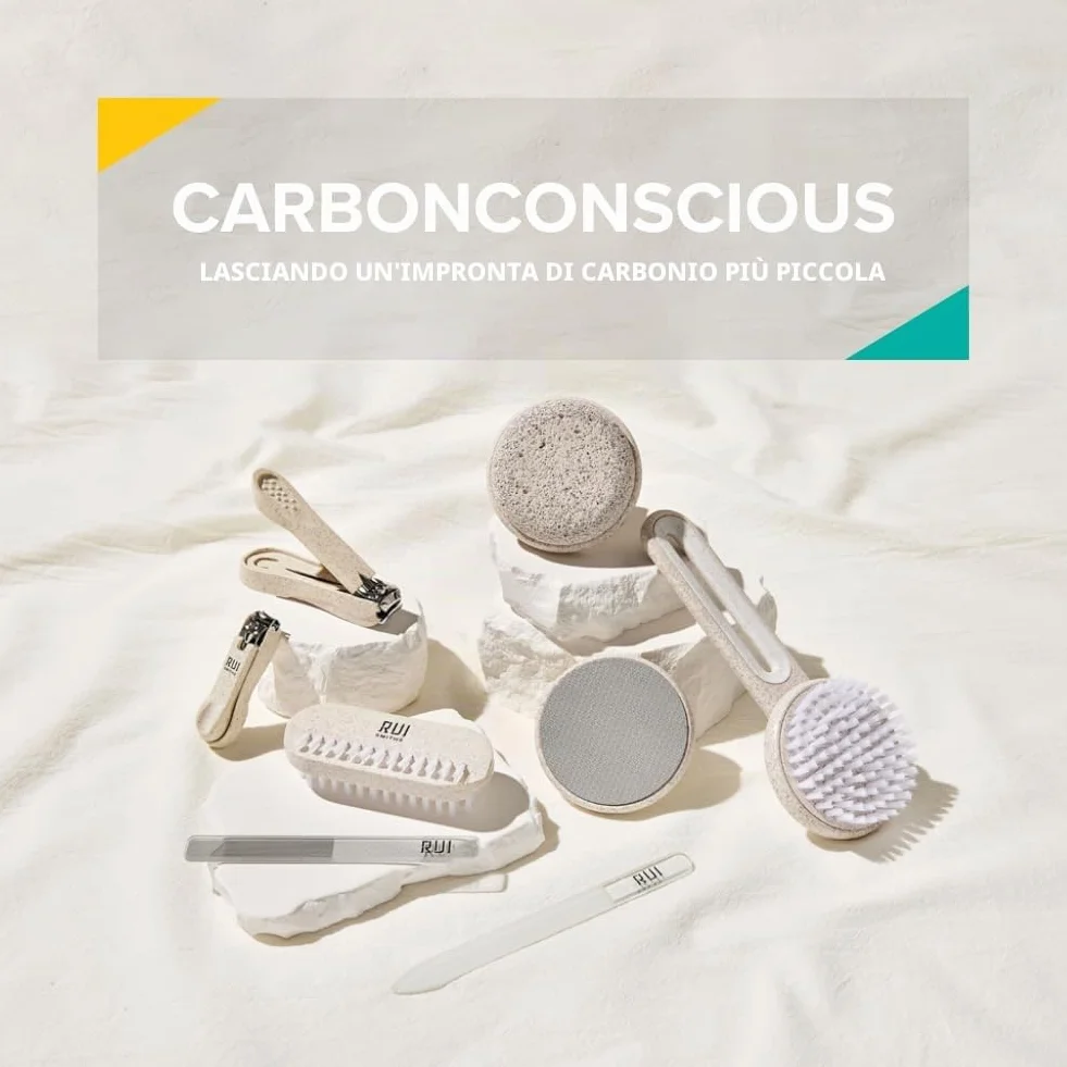 Rui Smiths CarbonConscious Spazzola per pulizia unghie setole 2 lati manicure pedicure bioplastica paglia grano