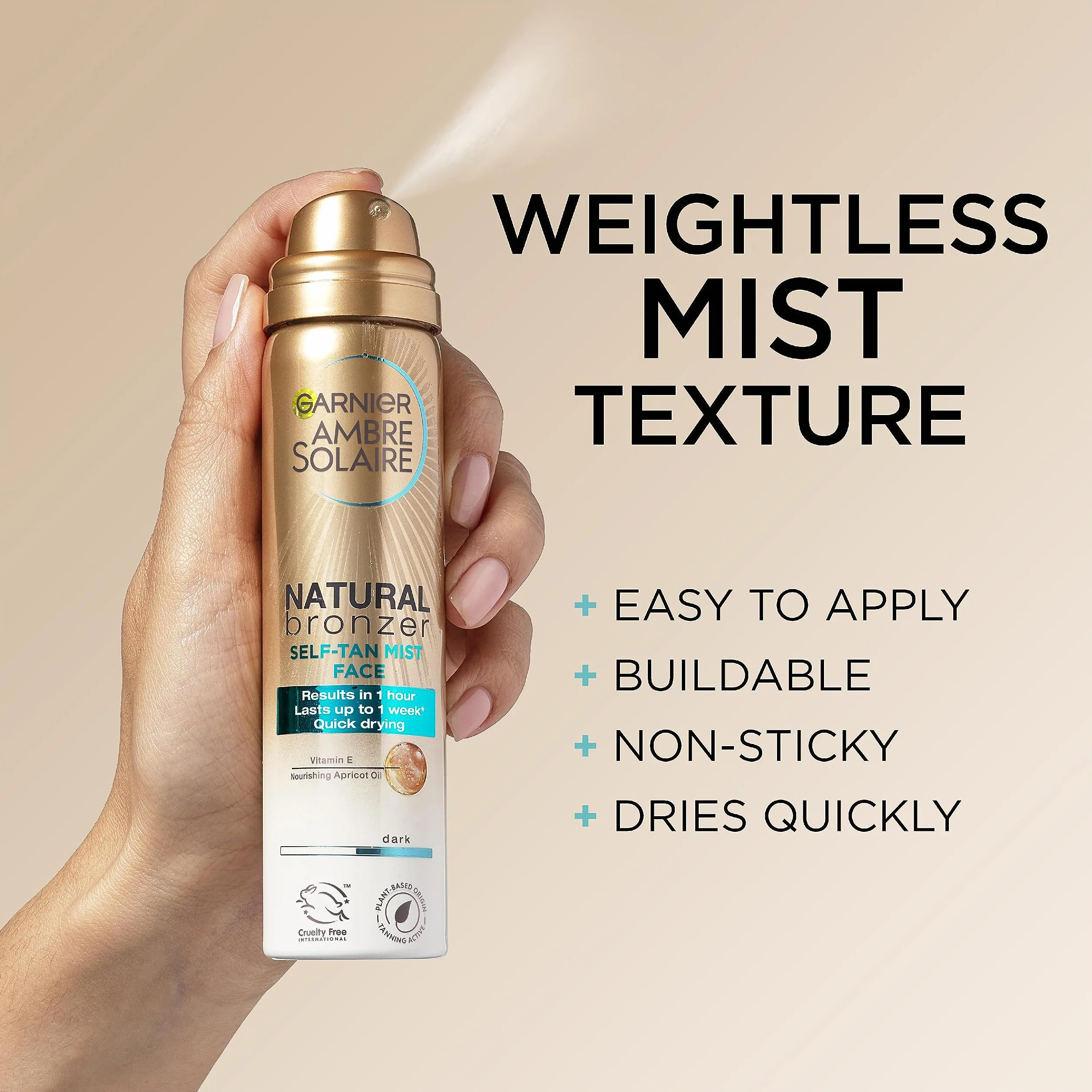 Garnier Ambre Solaire Natural Bronzer Quick Drying Dark Self Tan Body Mist 150ml
