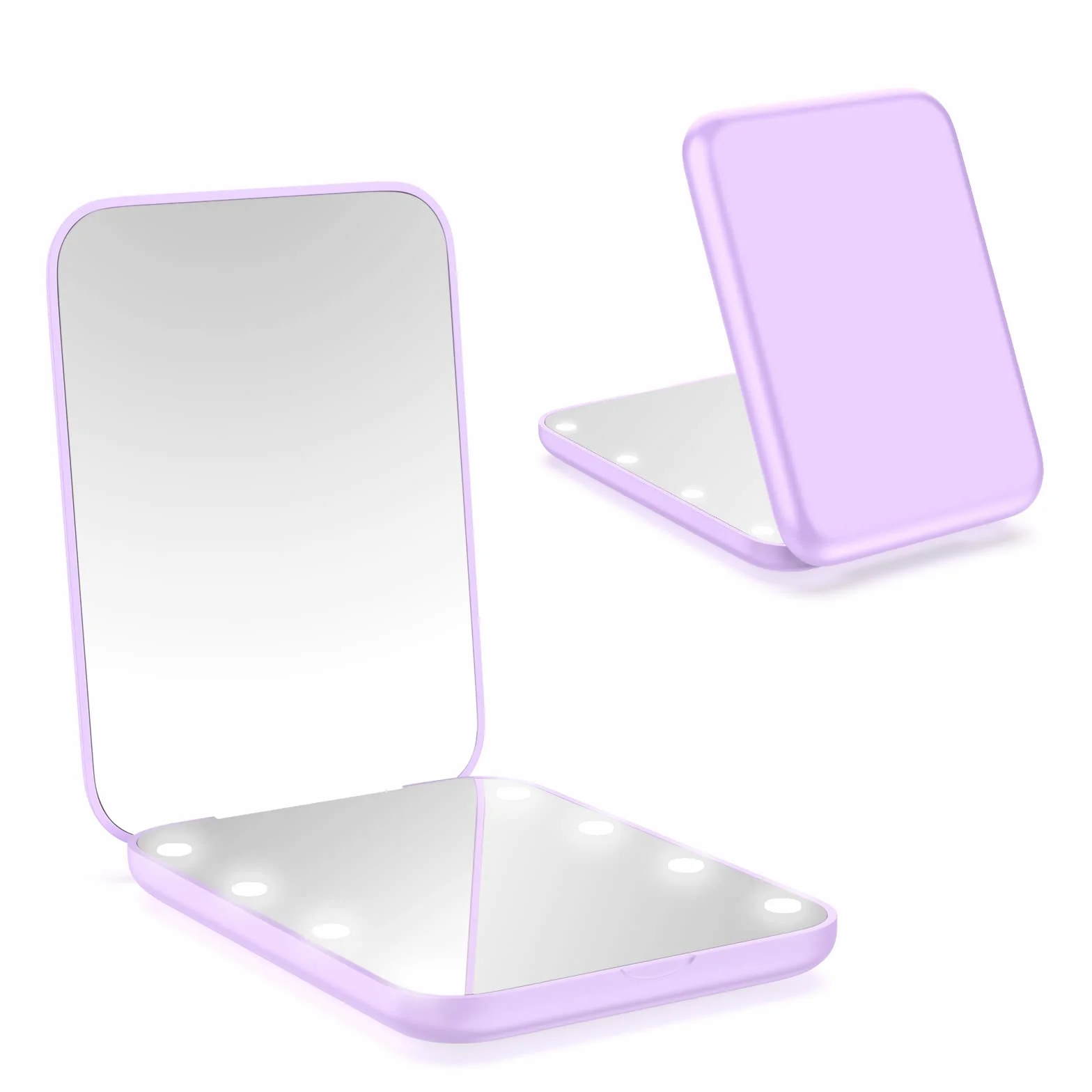 Specchio Portatile con Luce LED Pieghevole 1x/3x Ingranditore Trucco Viola