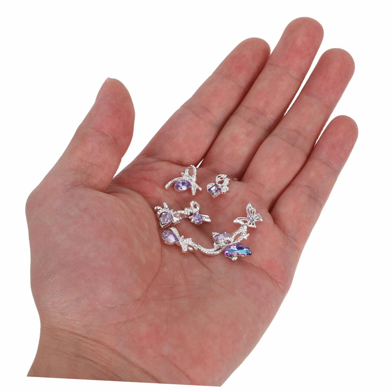 40pz Ciondoli per Unghie Fiocco in Metallo Verde per Manicure Art Decoro Unghie Diamanti Finti