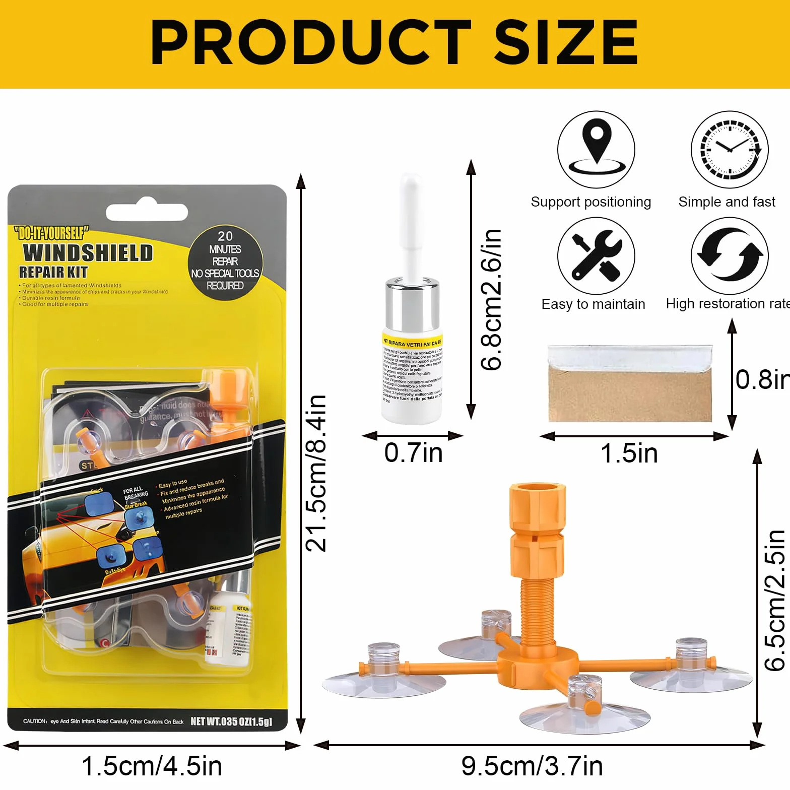 ZoneYan Kit riparazione parabrezza auto per crepe fori ragnatele stelle