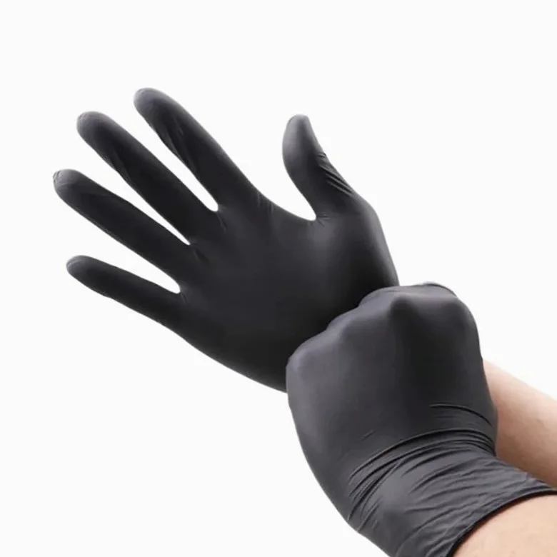 10-100 pezzi guanti monouso in nitrile nero senza lattice, polvere for lavoro meccanico, manicure, cucina, cottura, riparazione auto(50PCS,XL)
