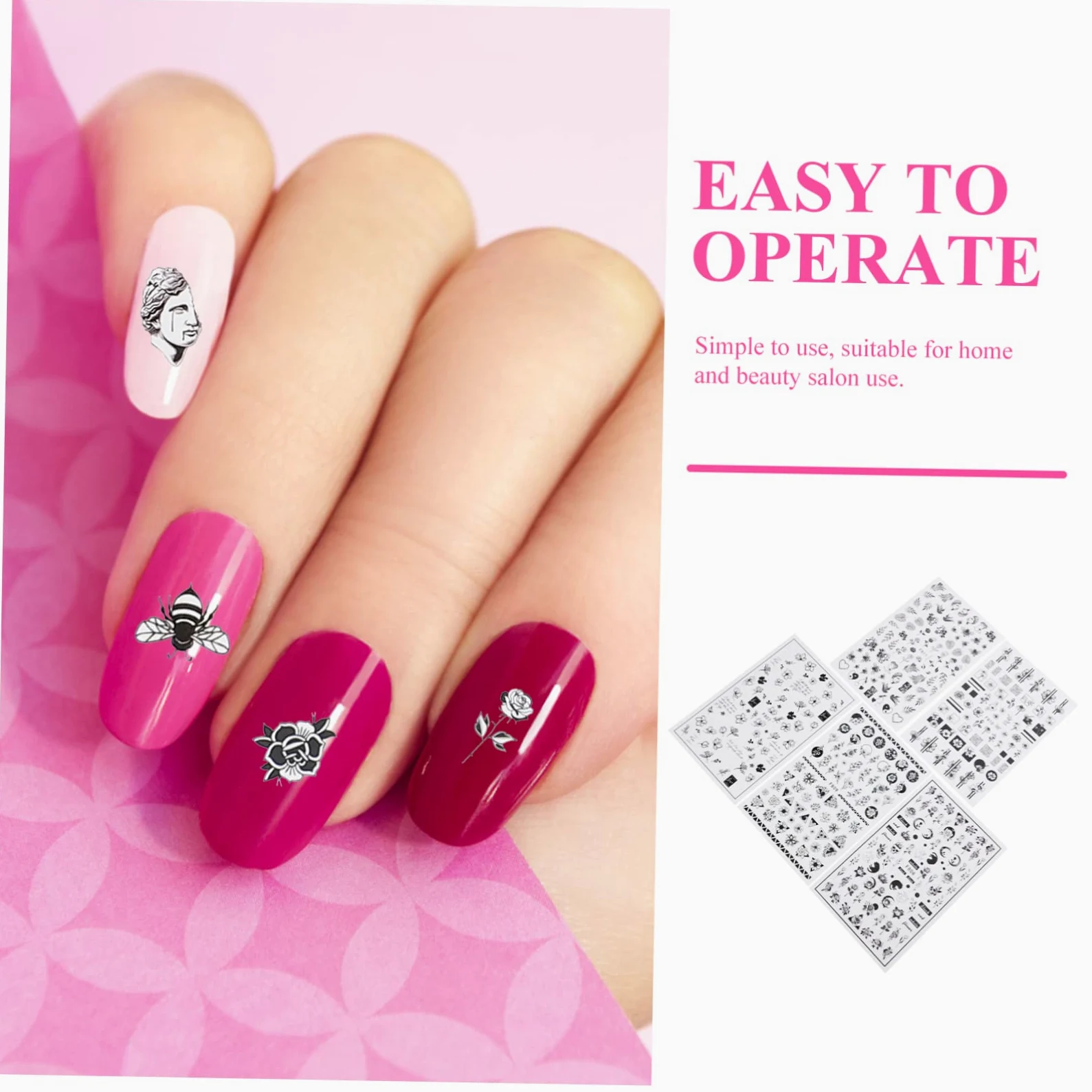 4 Set Adesivi Per Unghie Fiori Nail Art Decal Per Decorazioni Eleganti Per Feste E Speciali Adatti Donne E Ragazze 10 Fogli*4