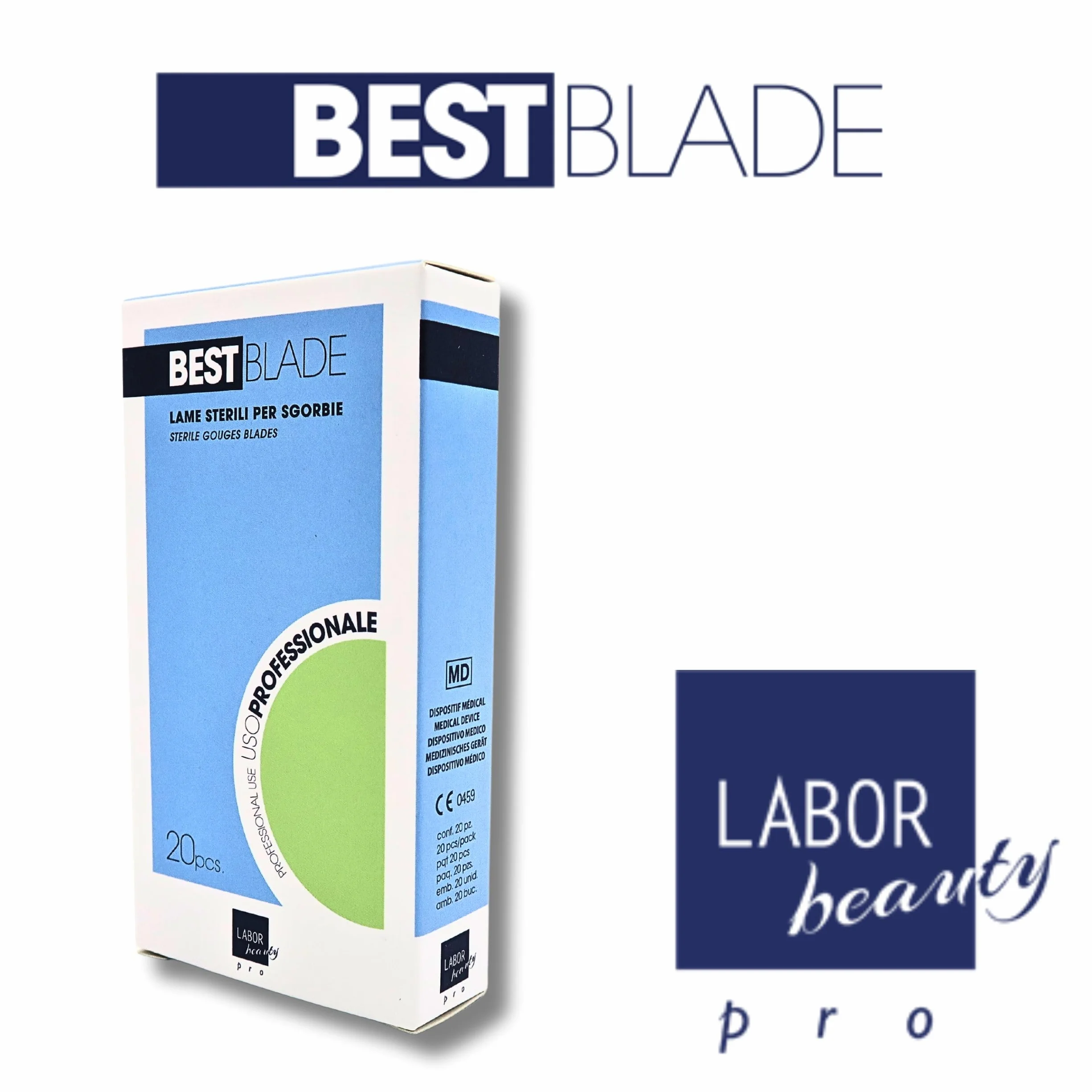 Start Kit Pedicure Professionale – Lame Sgorbia Best Blade + Manico Porta Lama in Alluminio – 20 Lame Assortite