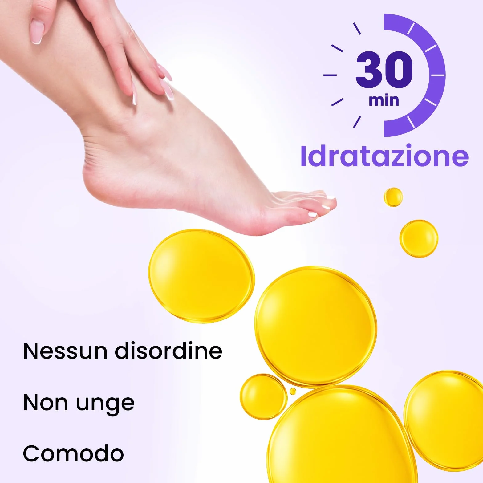 Maschera Piedi Idratante con Estratto di Lavanda, Burro di Karité, Olio di Jojoba e Vitamina E 6 Paia