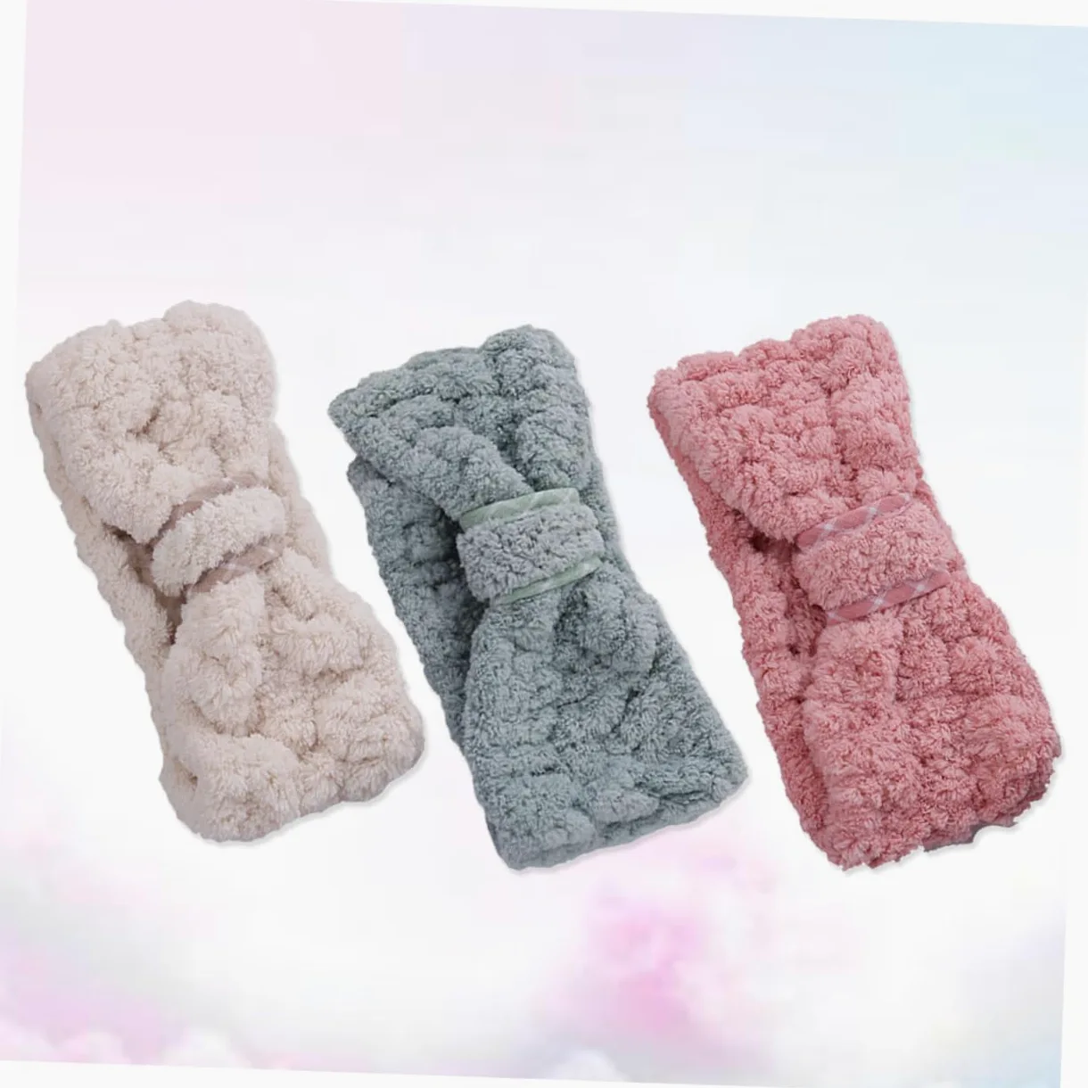 FRCOLOR 6pezzi Fasce Make-up Fleece Da Design Con Fiocco Fascia Elasticizzata Per Sport Doccia e Trucco Comfort e Stile Per Donne Colori Casual