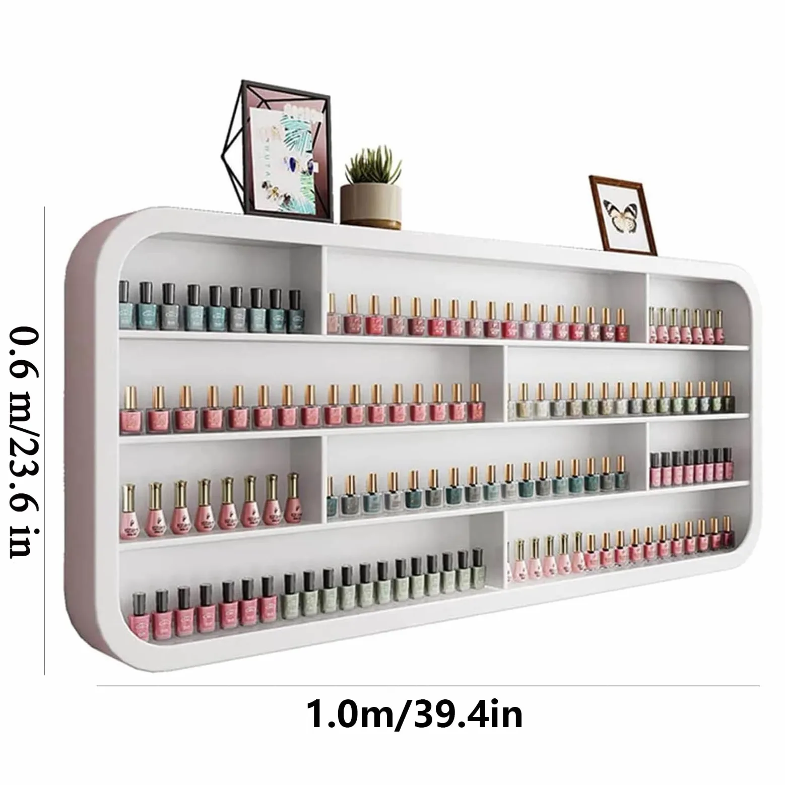 Scaffale per Smalti per Unghie Montato A Parete, Espositore per Oli Essenziali, Porta Cosmetici per Profumi da Salone, Espositore per Smalti Aperto per Uso Domestico Commerciale (Bianco),B