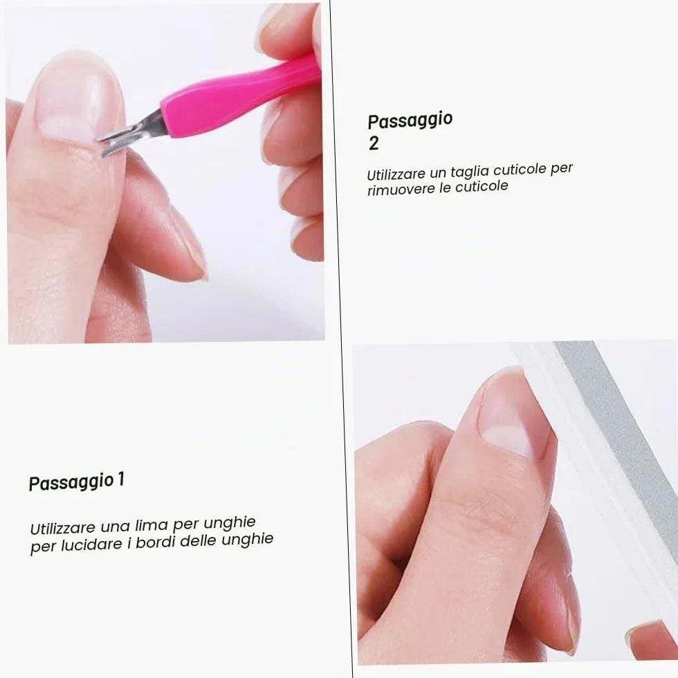 Forchetta per Cuticole 6 Pcs Cuticle Trimmer Pusher Rimozione Manicure