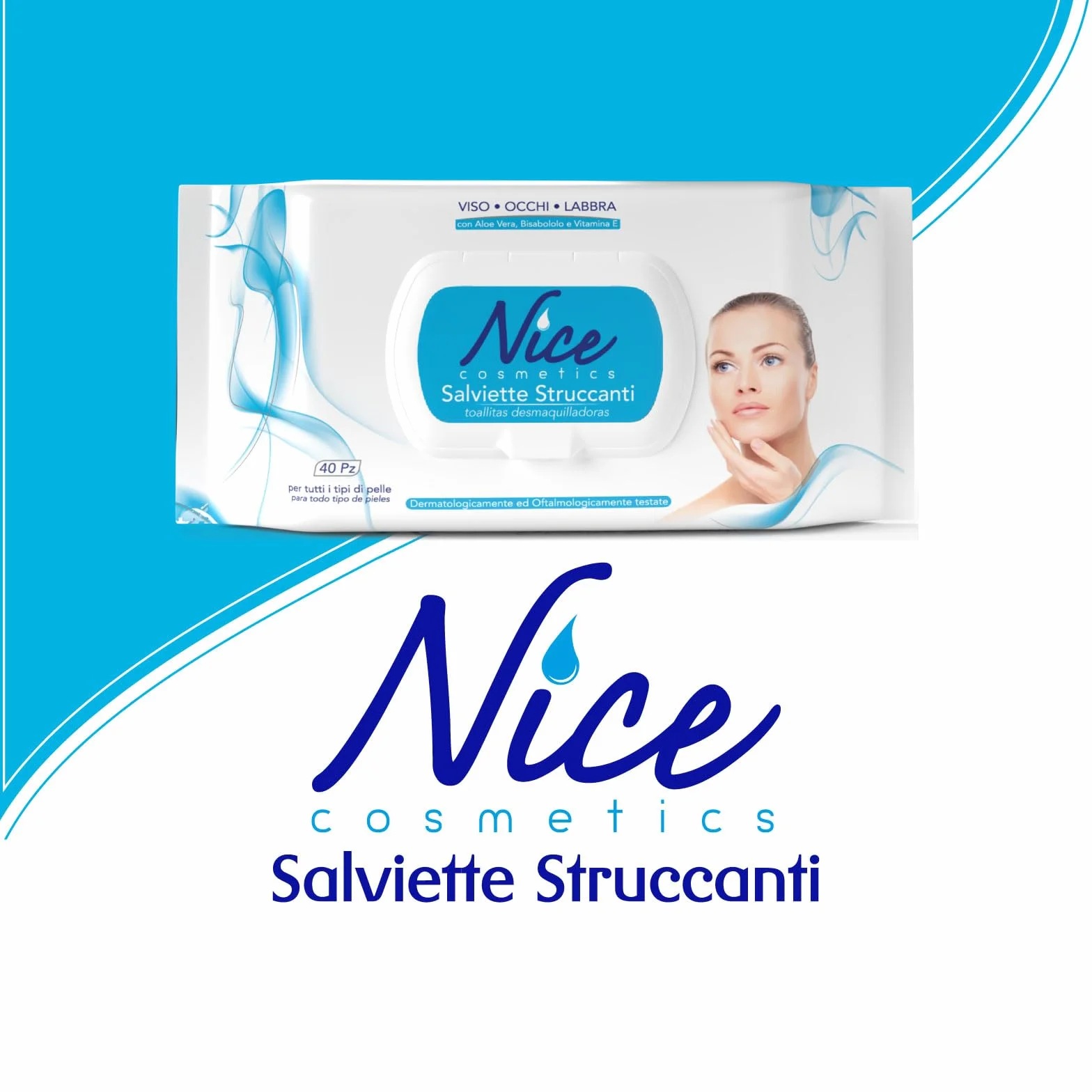 Nice Salviette Struccanti Viso Occhi Labbra Aloe Vera Bisabololo Vitamina E Dermatologicamente Oftalmologicamente Testate 40 Salviette