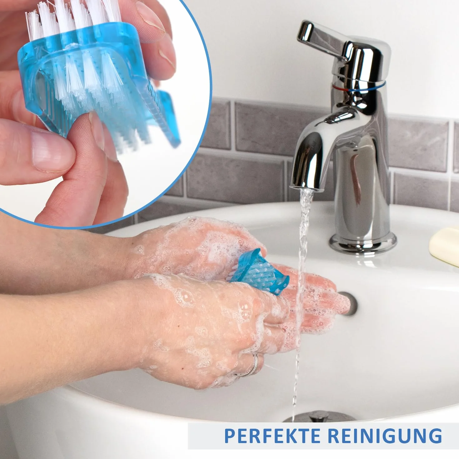 6X Spazzola per Il Lavaggio delle Mani - Spazzola per Unghie in plastica - Spazzola per Le Mani a Doppia Faccia - Spazzola per la Pulizia di Mani e Unghie (Rosso/Grigio/Blu - 6 Pezzi)